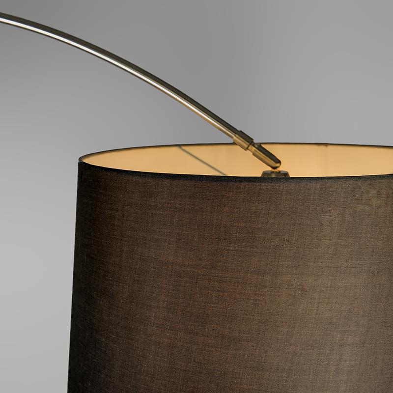 QAZQA Booglamp staal stoffen kap zwart 45 cm - XXL
