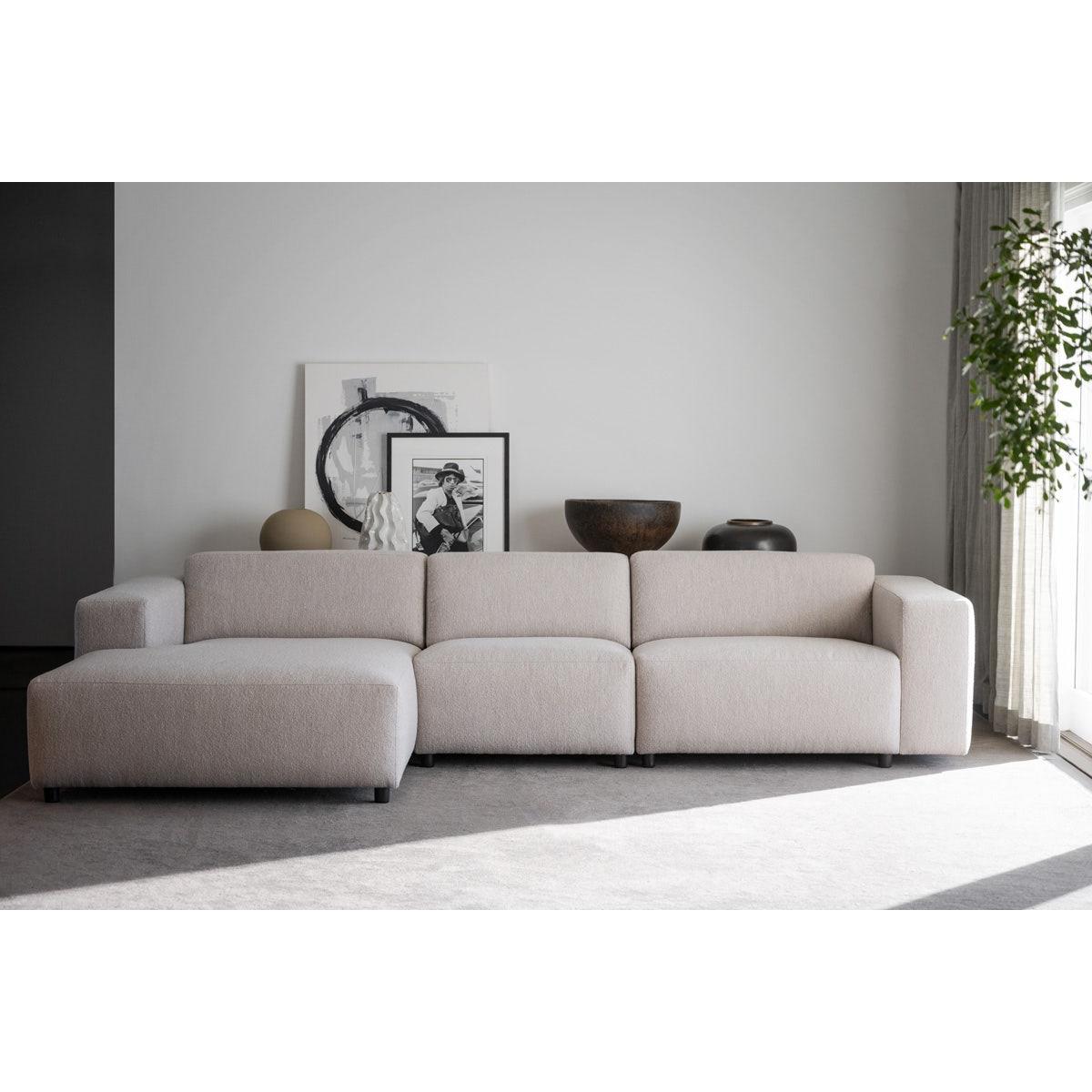 Rowico Home Willard 4-zits Hoekbank Links - Lichtbeige Stof