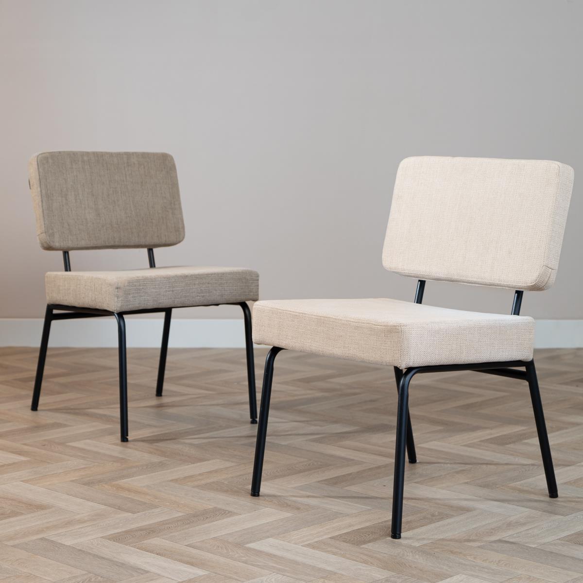 Bronx71 Scandinavische eetkamerstoel Espen beige gerecyclede stof