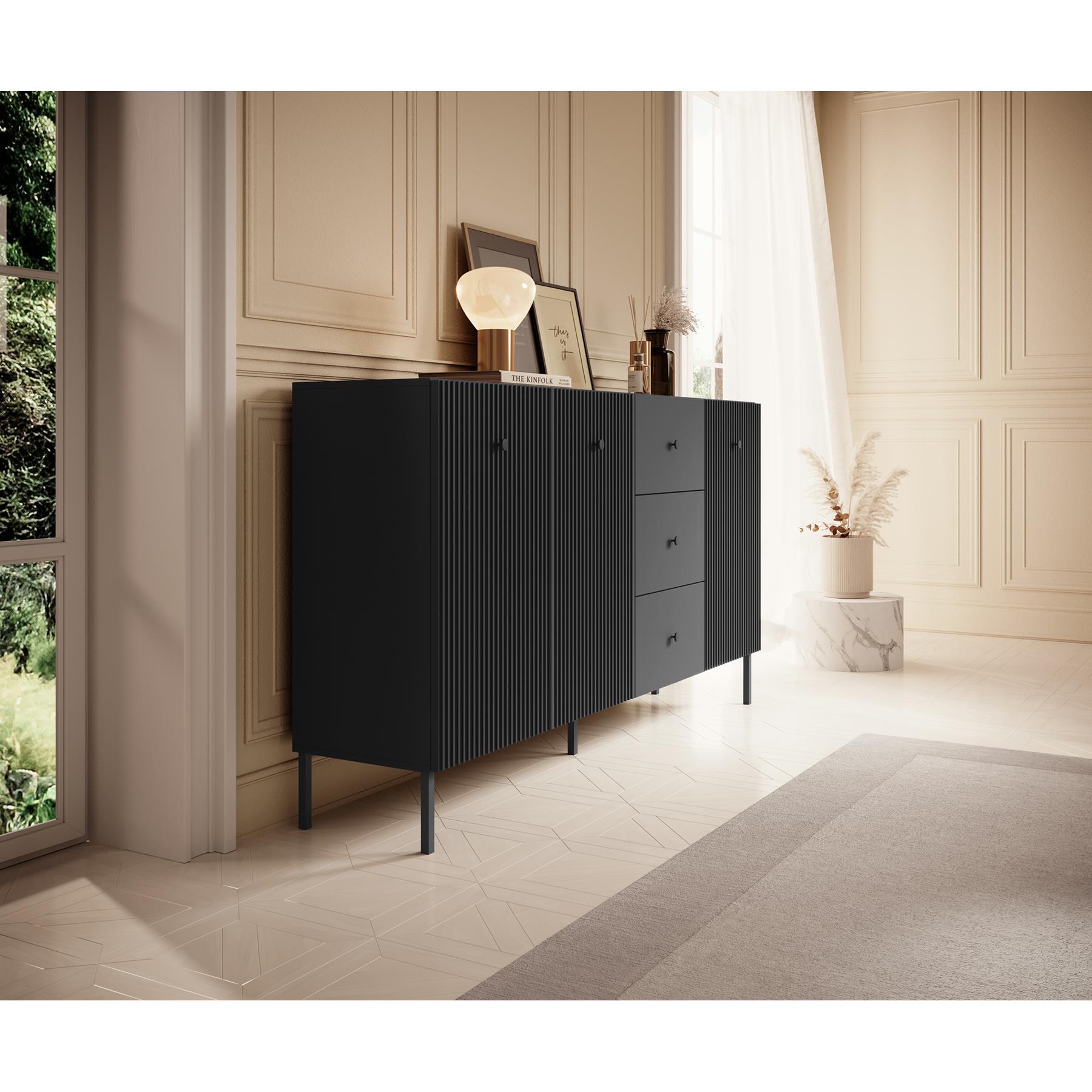 Meubella Dressoir Vermont - Antraciet - 180 cm