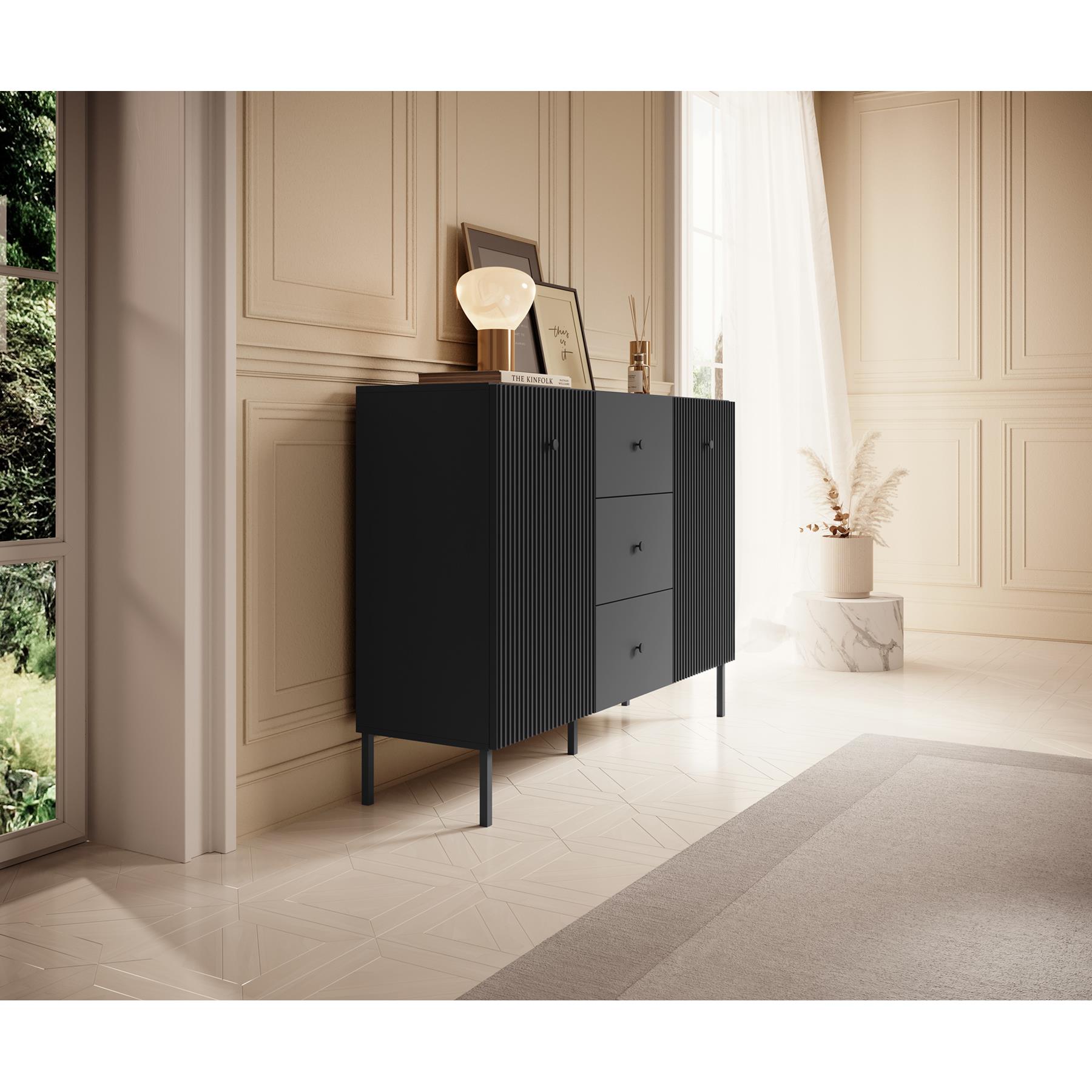 Meubella Dressoir Vermont - Antraciet - 135 cm