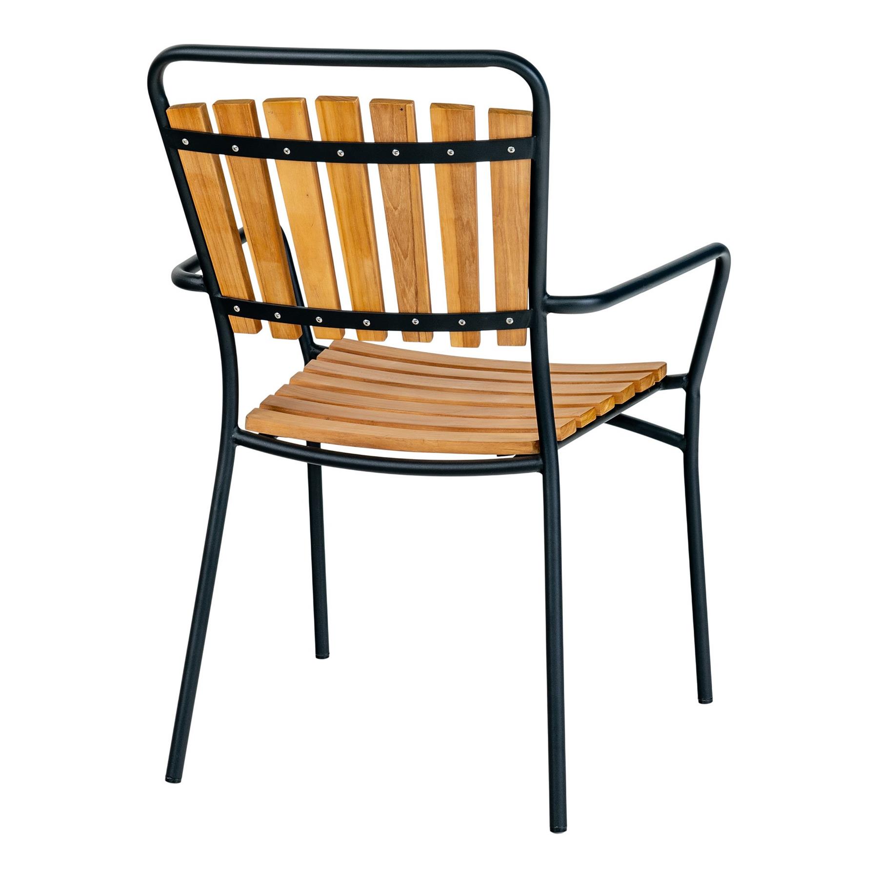 House Nordic Cleveland Eetkmaerstoel Zwart|Teak set van 4