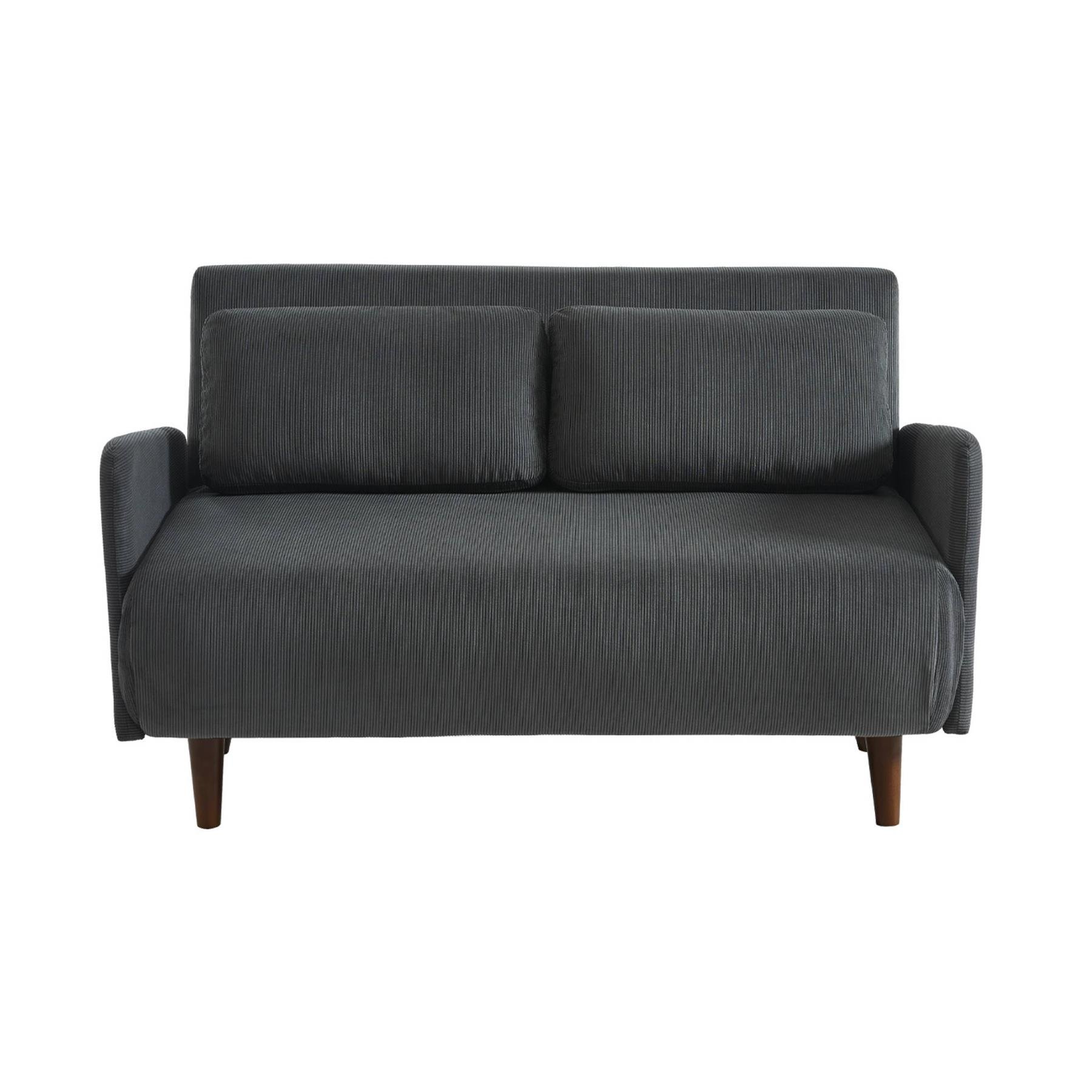 sweeek - 2-zits corduroy slaapbank met houten poten