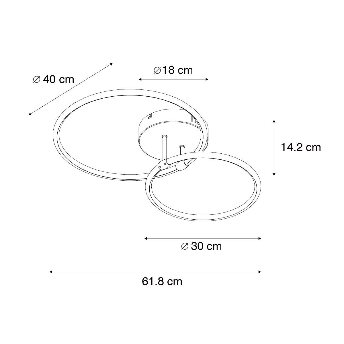 QAZQA Design plafondlamp zwart incl. LED 3-staps dimbaar 2-lichts -
