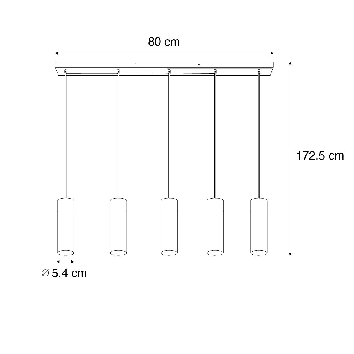 QAZQA Moderne hanglamp zwart met hout 5-lichts - Jeana