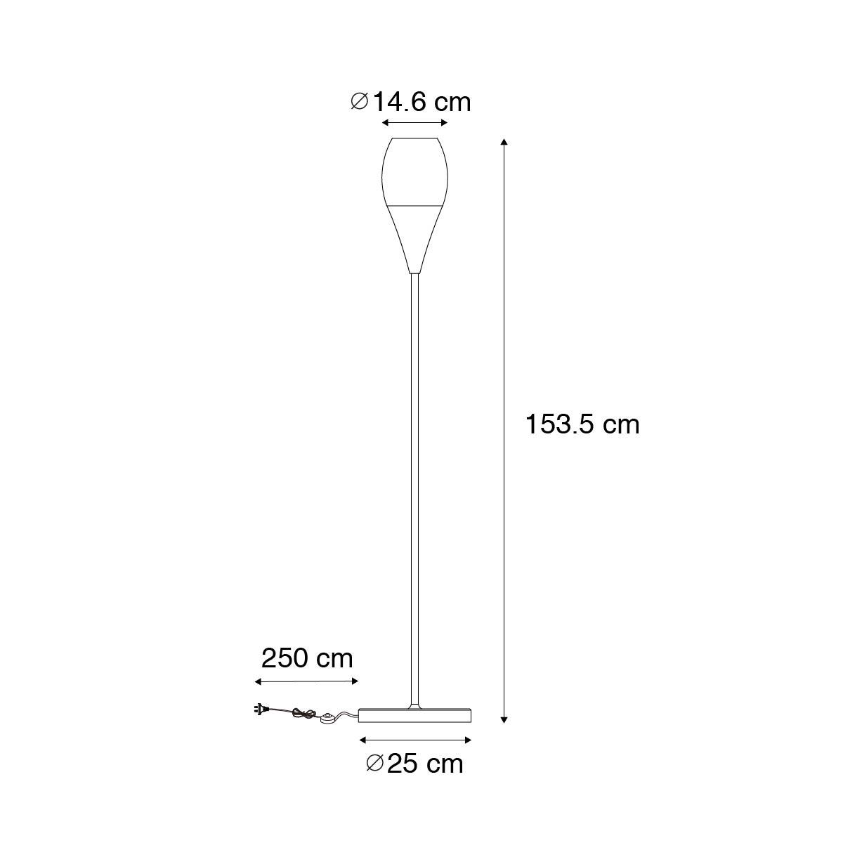 QAZQA Moderne vloerlamp zwart met smoke glas - Drop