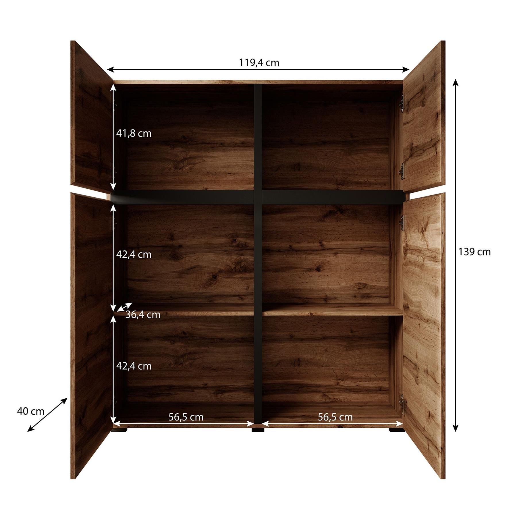 Meubella Dressoir Cainan - Groen - 119 cm - Hoog