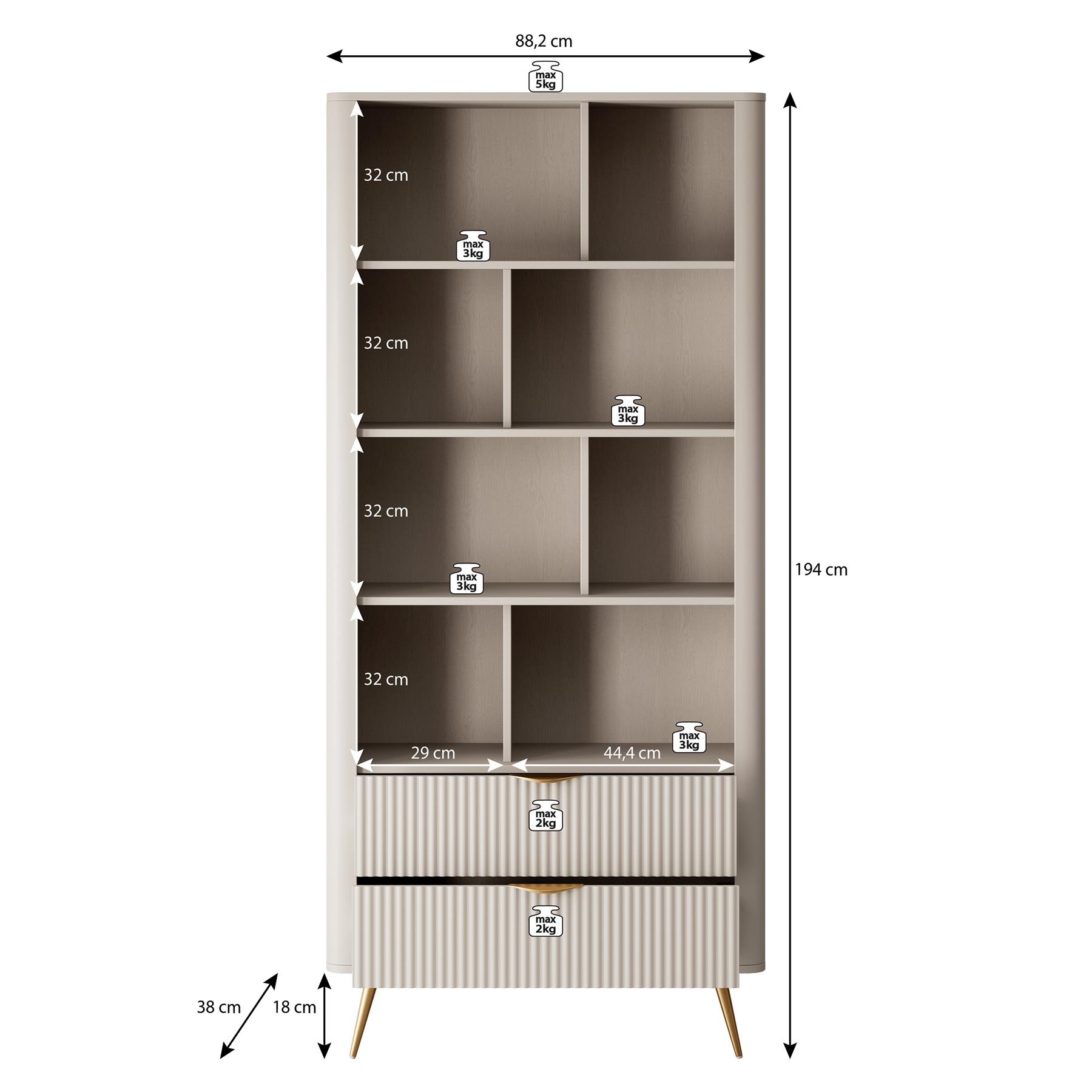 Meubella Boekenkast Lima - Zwart - 88 cm