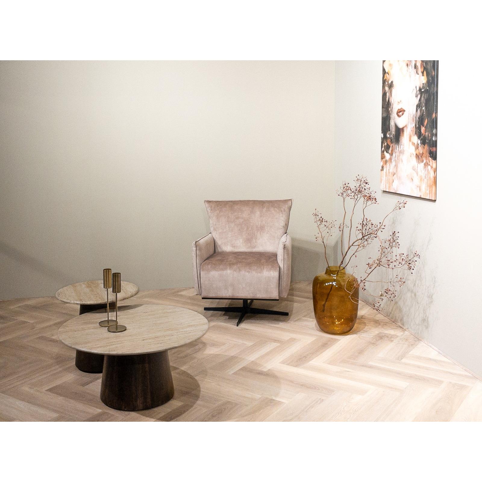 Livingfurn - Salontafel Rond 75cm - Beige Travertin - 75x75x38cm - Valentino