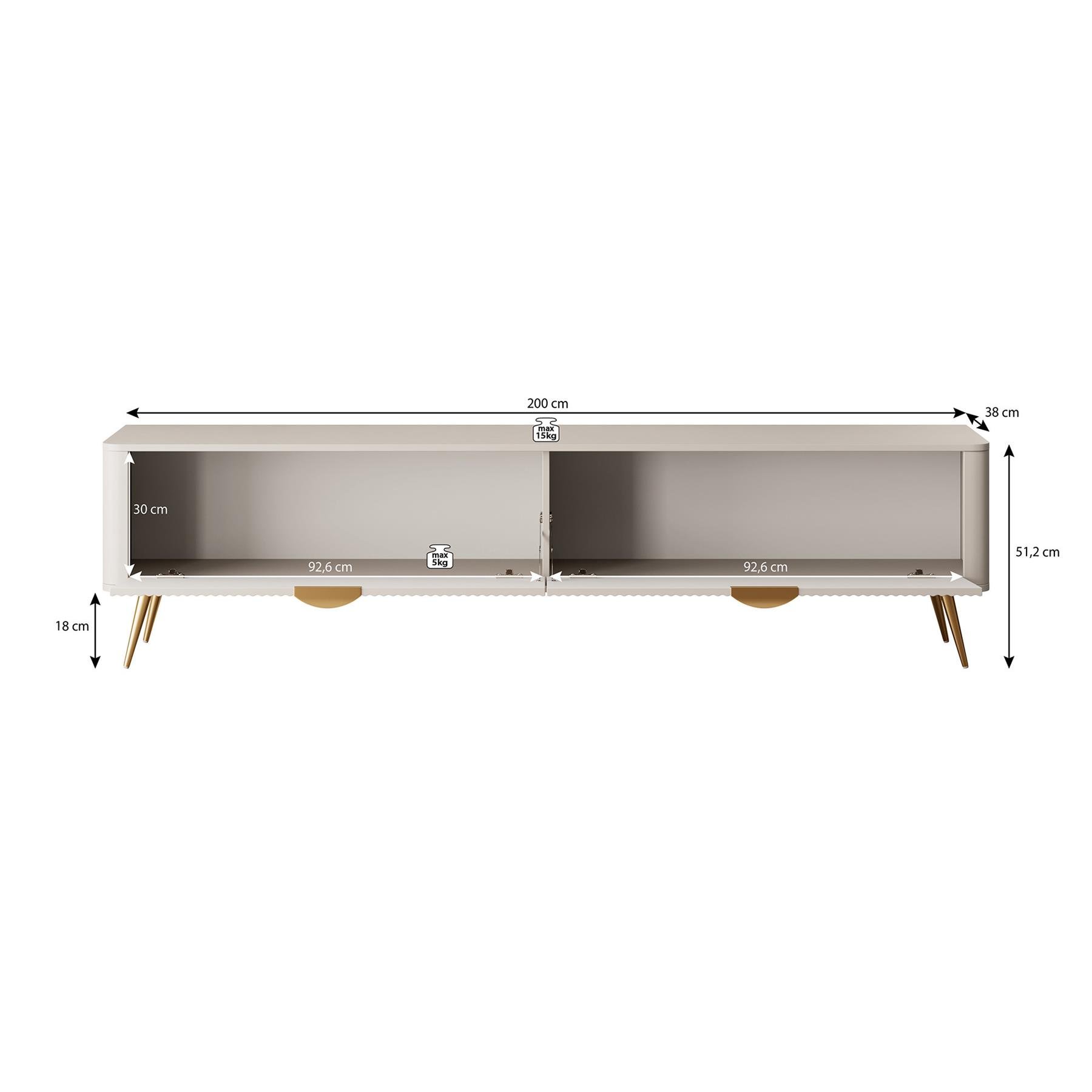 Meubella TV-Meubel Lima - Zwart - 200 cm
