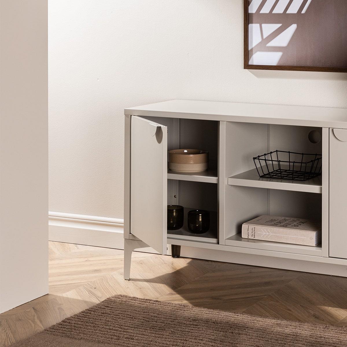 Nest living Frederik TV meubel Beige - Metaal - 2 Deuren - B 120 cm