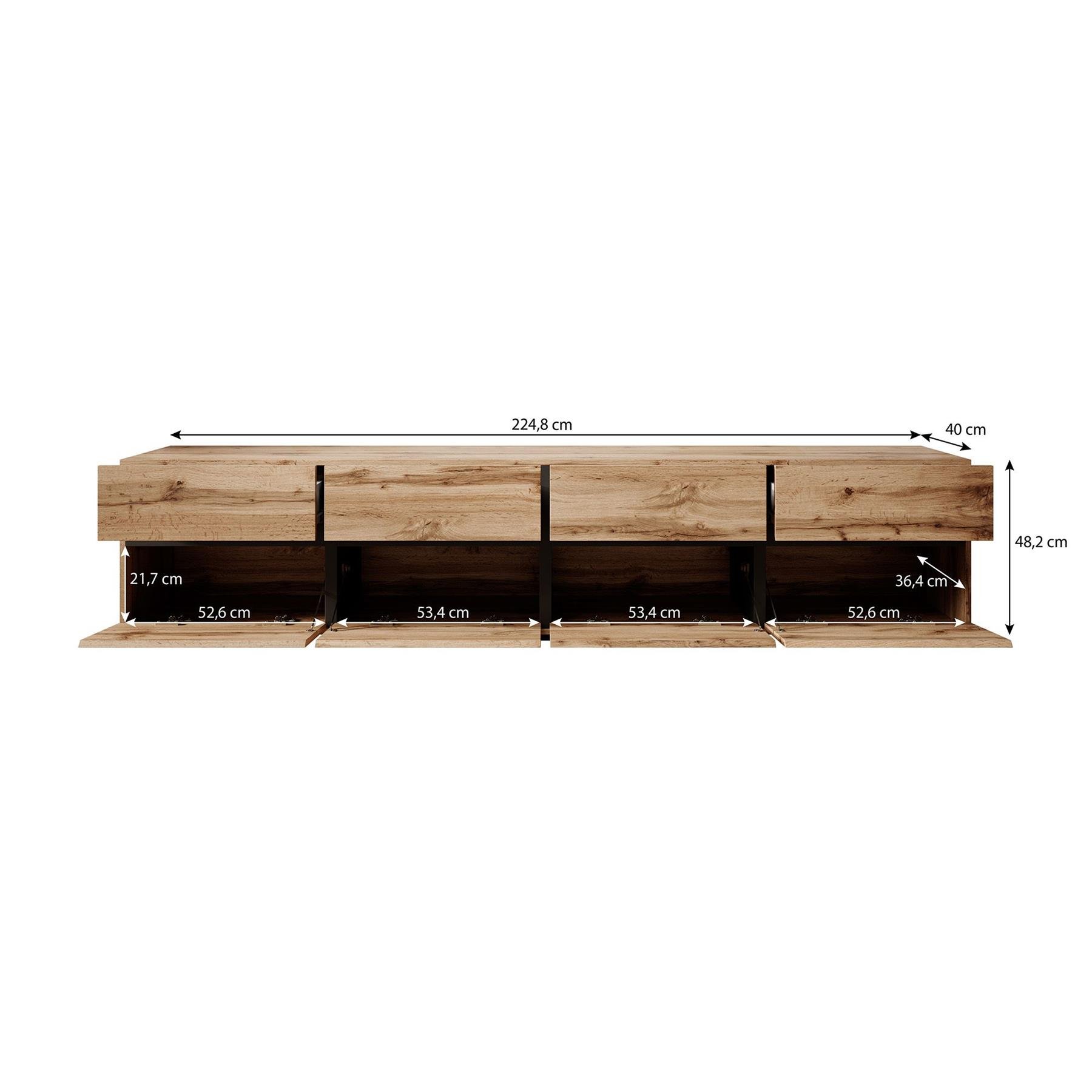 Meubella TV-Meubel Cainan - Groen - 225 cm