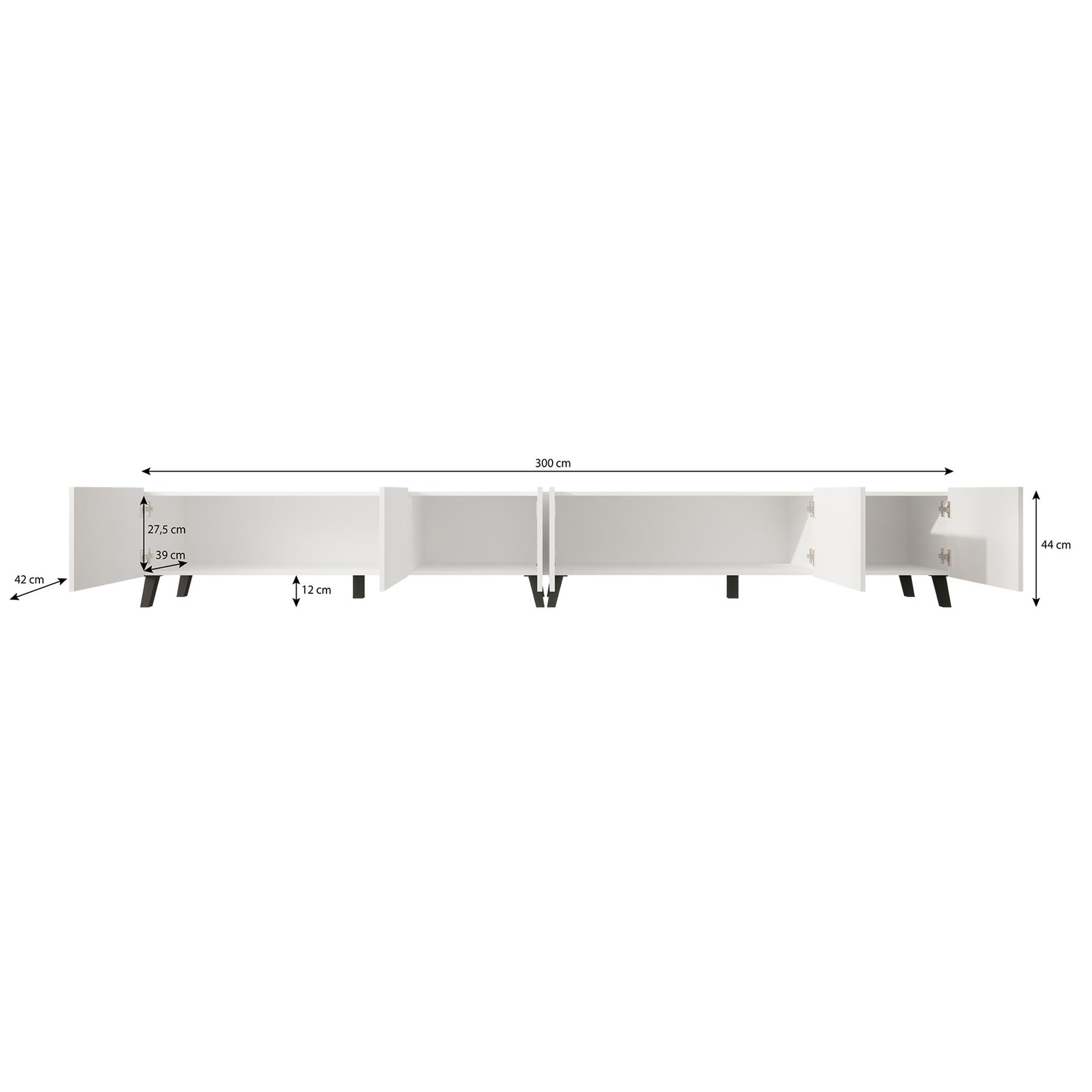 Meubella TV-Meubel Pepinos 2 - Wit - 300 cm