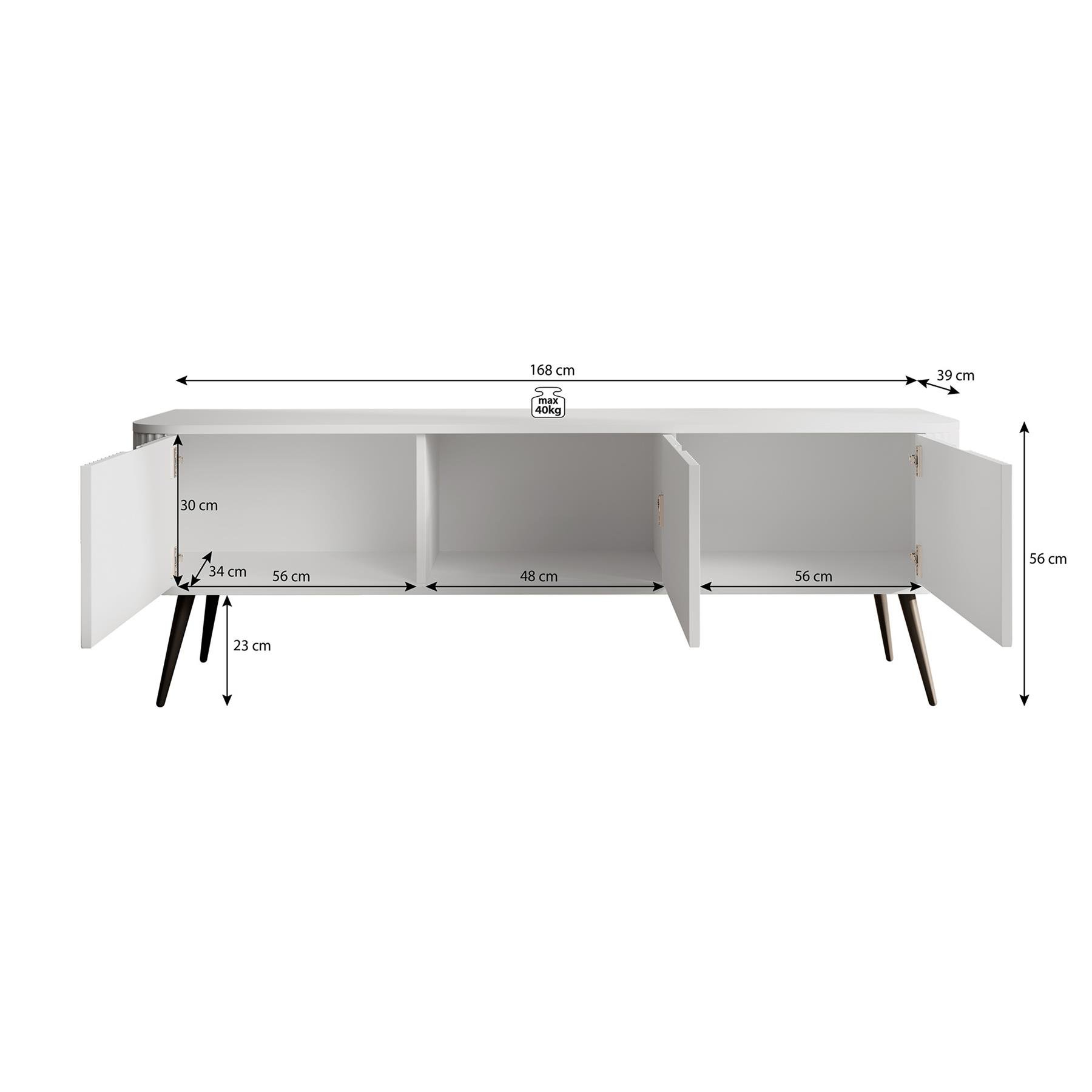 Meubella TV-Meubel Zakari - Wit - 168 cm