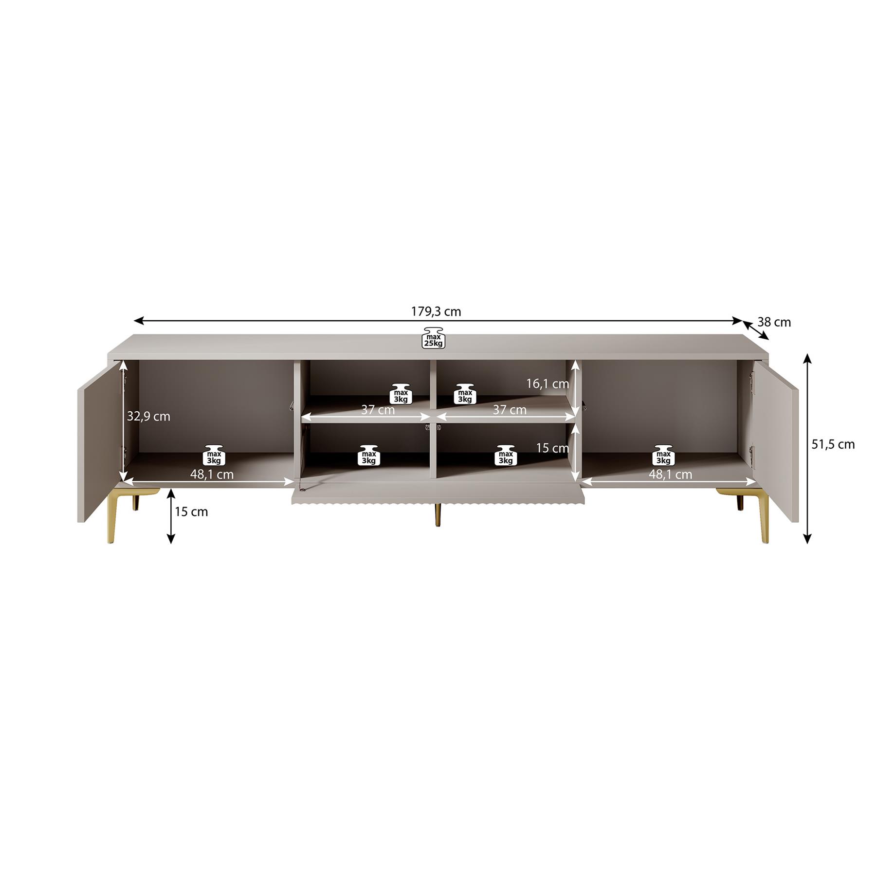 Meubella TV-Meubel Five - Beige - 180 cm