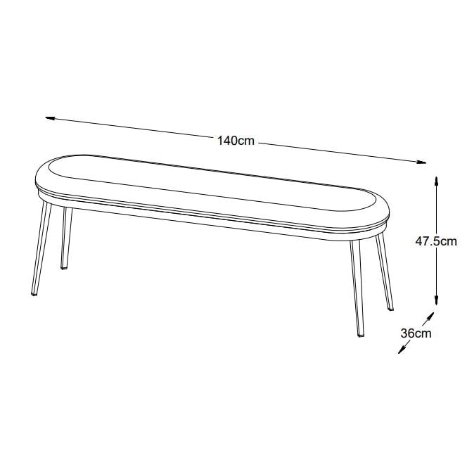 Nordic Home Arvid bankje - 140 cm - leer - grijs
