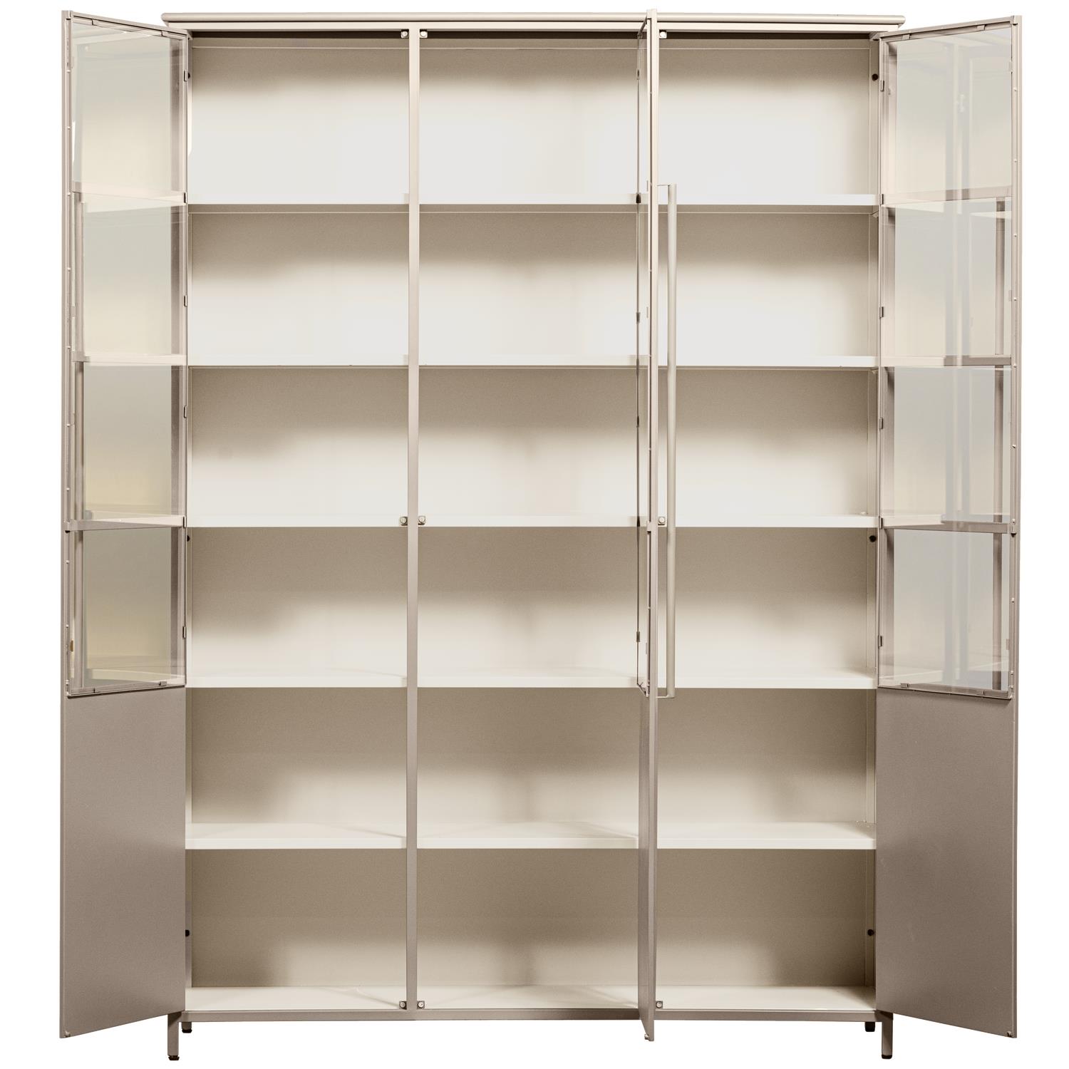 WOOOD 3-deurs vitrinekast XL Exhibit - Metaal - Zand - 200x142x44 cm
