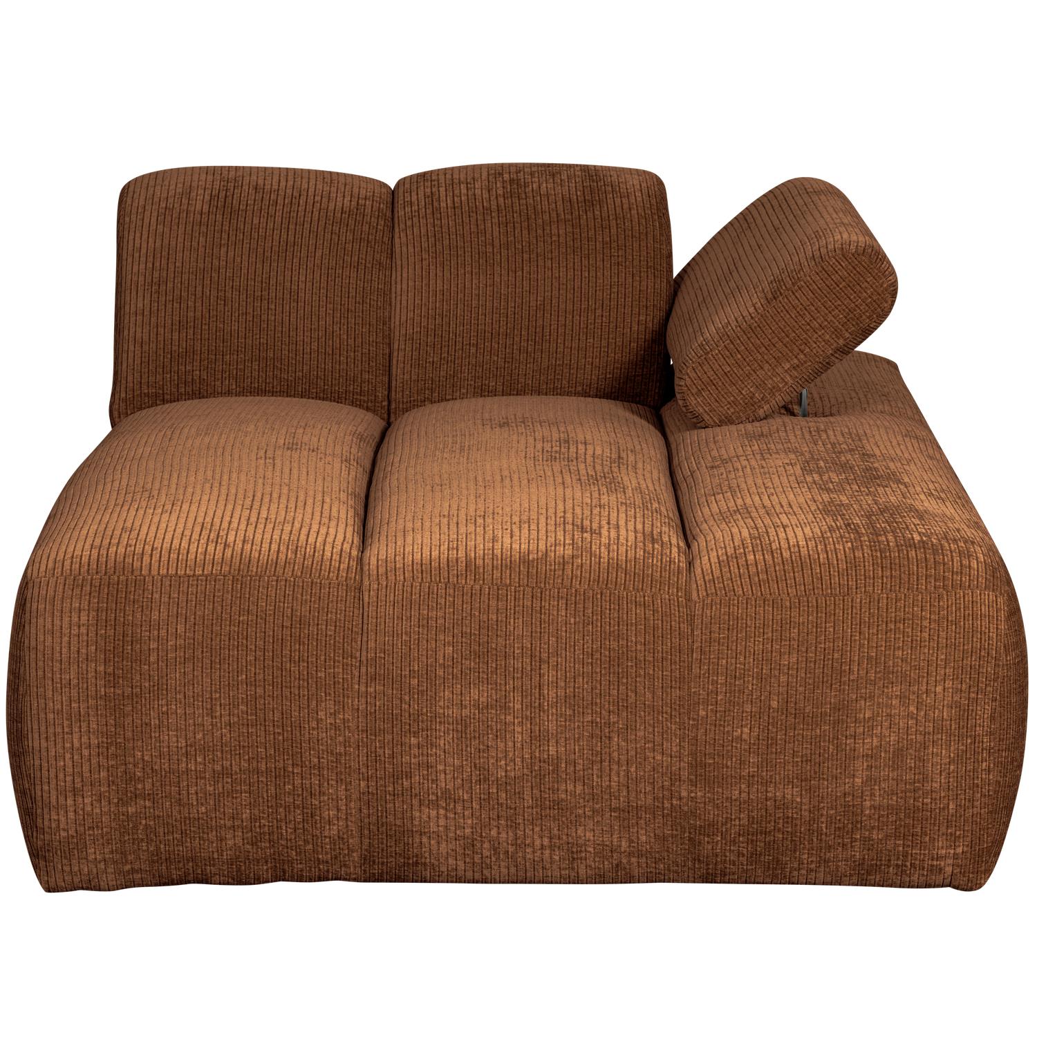 WOOOD Mojo Chaise Longue Elementenbank Rechts - Ribstof - Roest Bruin