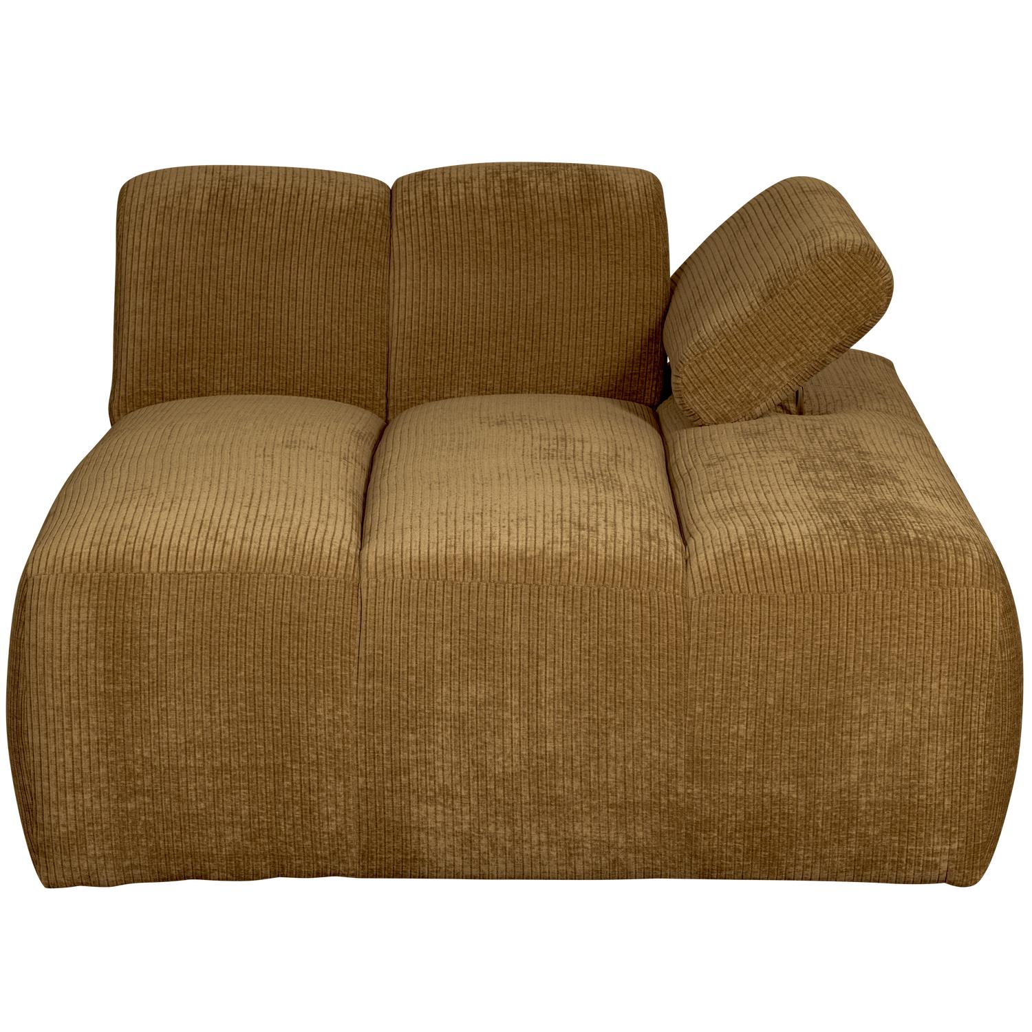 WOOOD Mojo Chaise Longue Elementenbank Rechts - Ribstof - Honing Geel