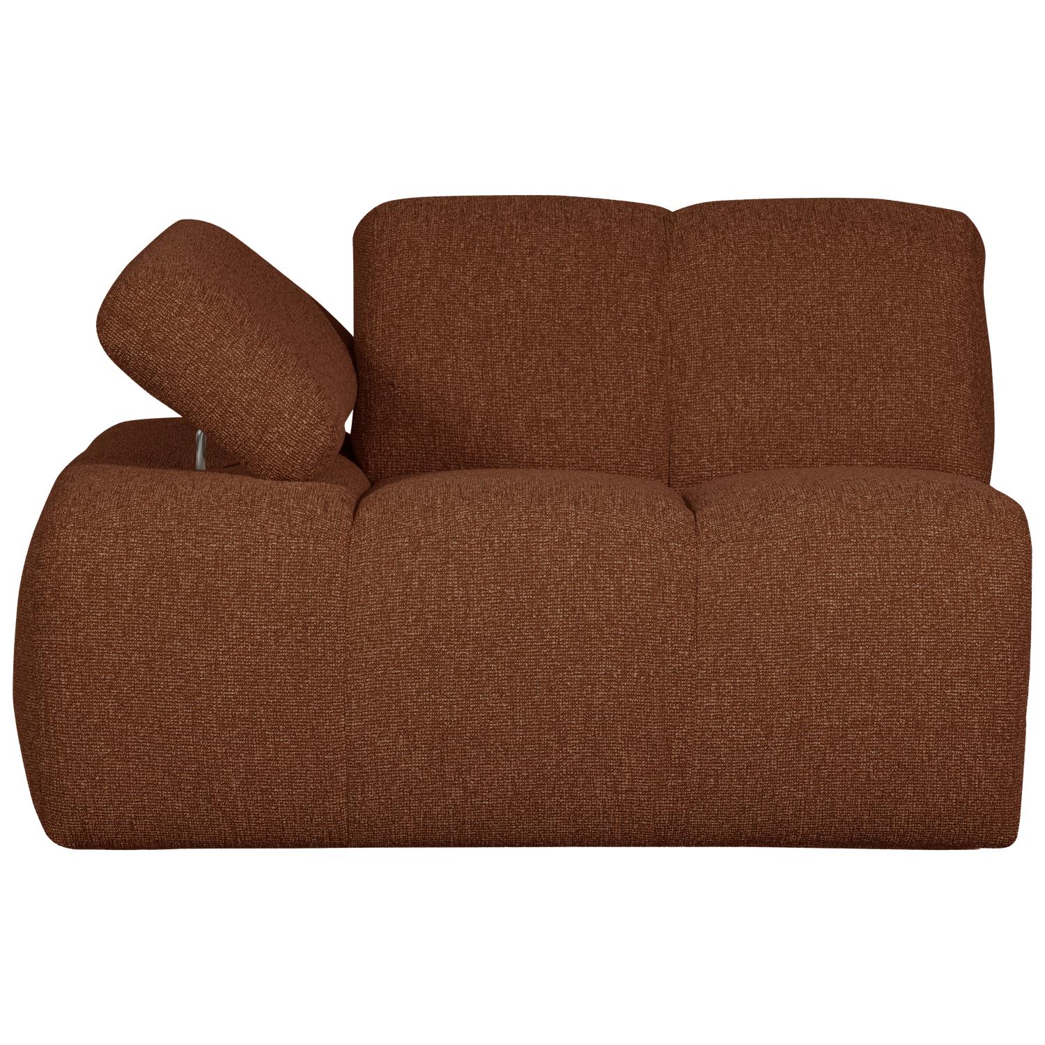WOOOD Mojo 1-Zits Bank Met Arm Links - Bouclé - Roest Bruin Melange