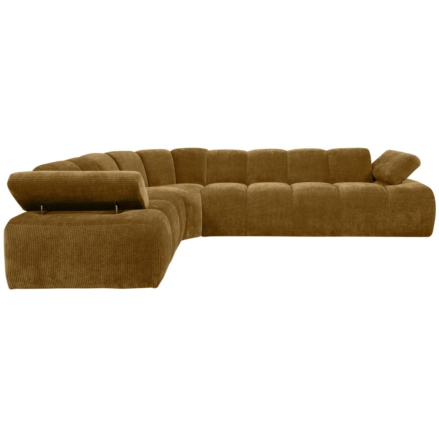 WOOOD Mojo Hoekbank Links - Ribstof - Honinggeel - 74x310x230