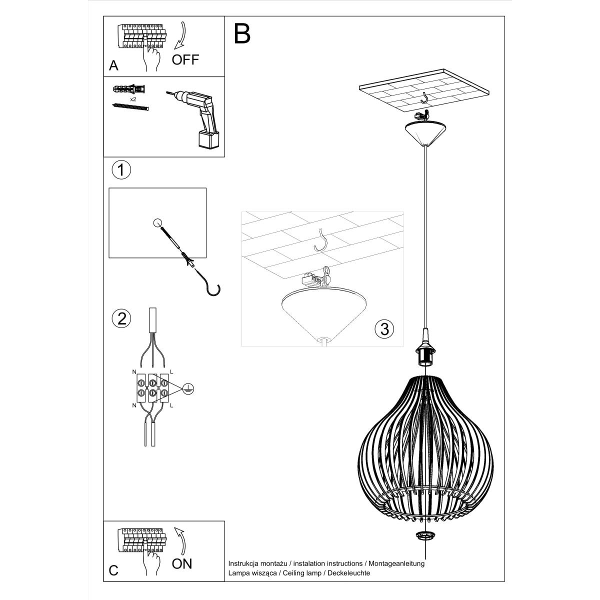 Sollux Hanglamp Aprilla Ø 43 cm hout