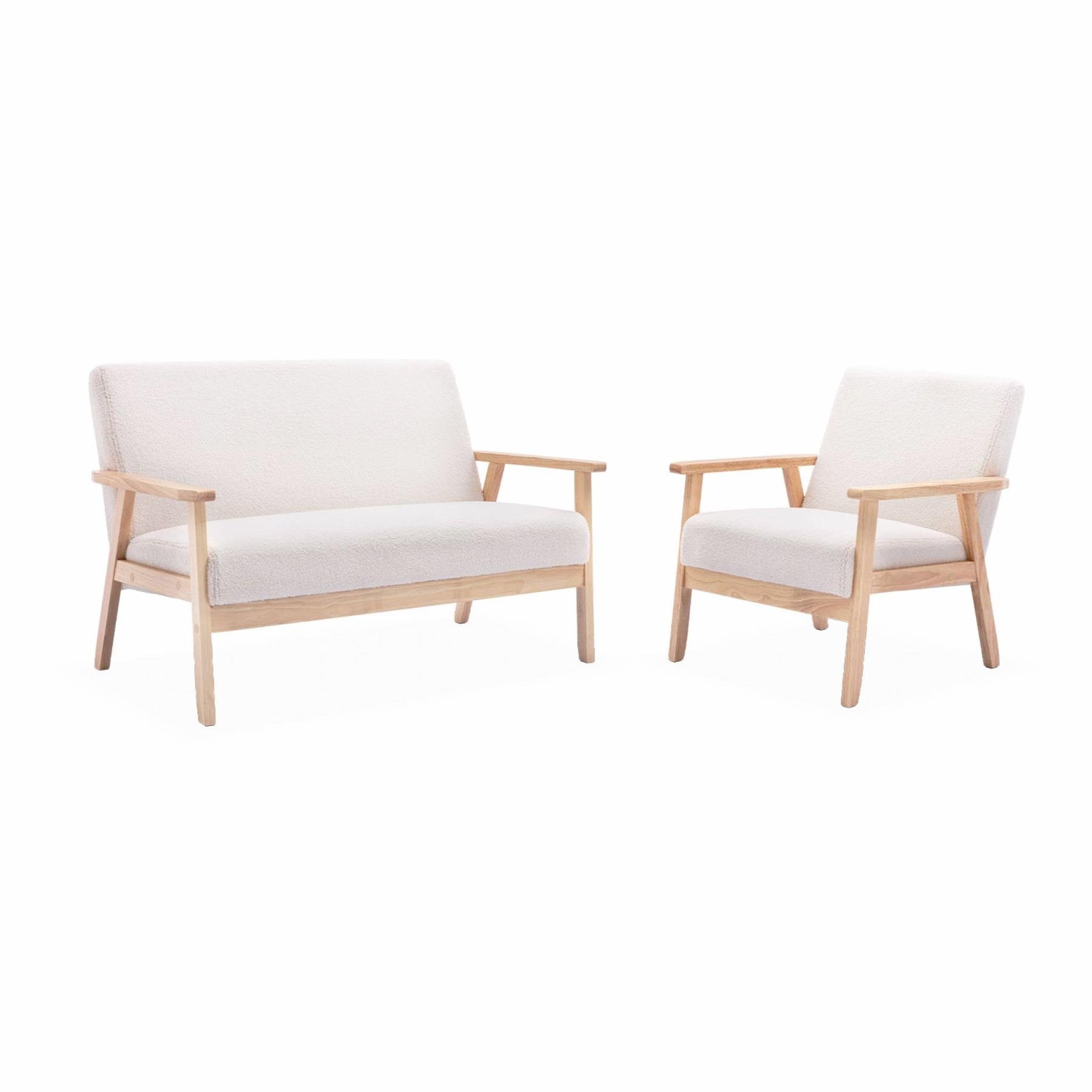 sweeek - Houten fauteuil met bouclé zitting