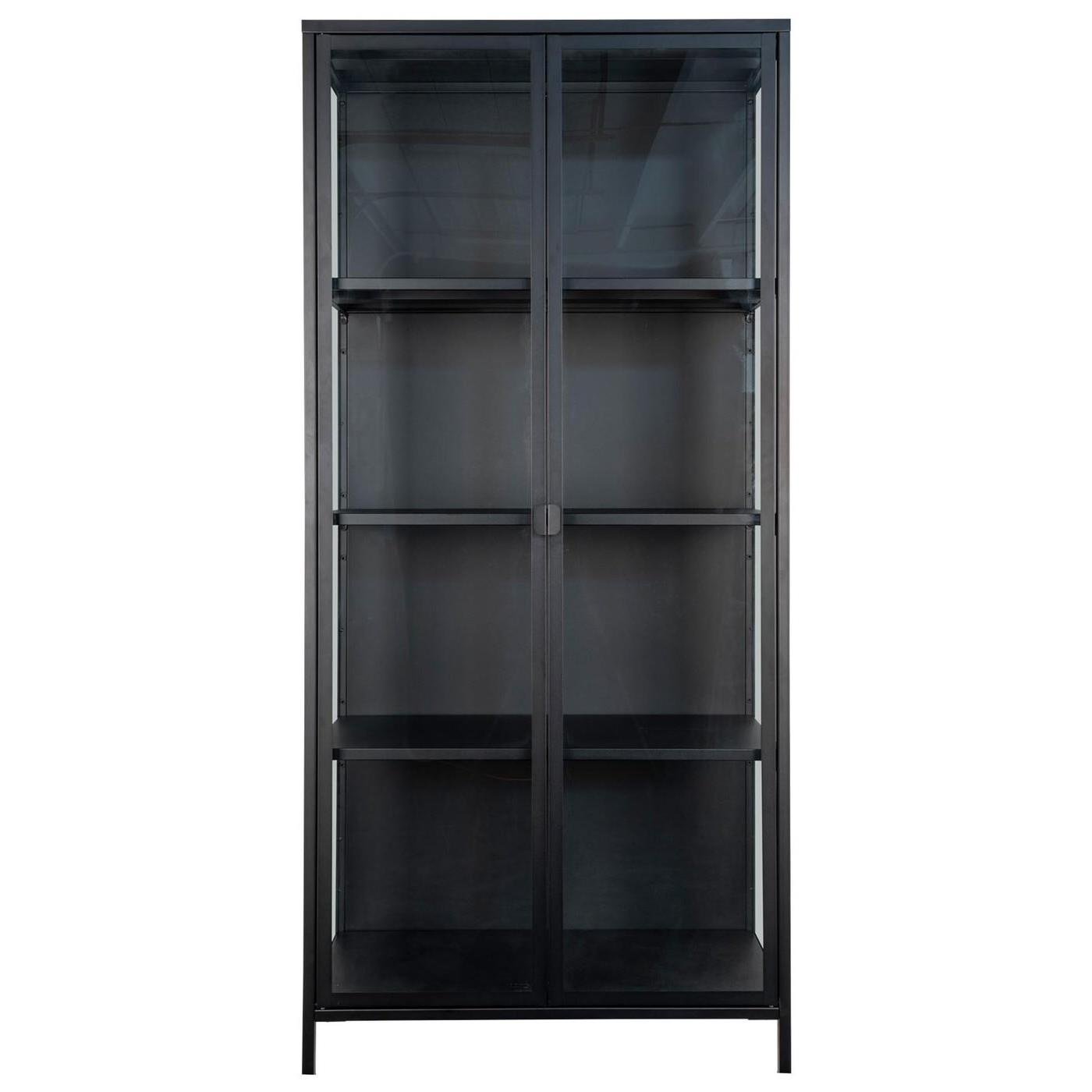 House Nordic Brisbane Zwart | Glas Vitrinekast H175 cm