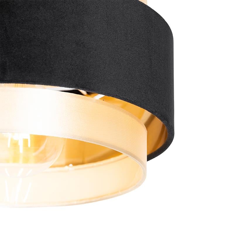 QAZQA Moderne plafondlamp zwart met goud - Elif