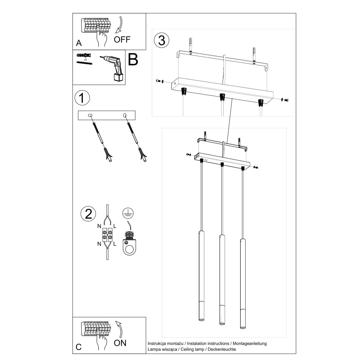 Bussandri Hanglamp modern - Metaal - Zwart