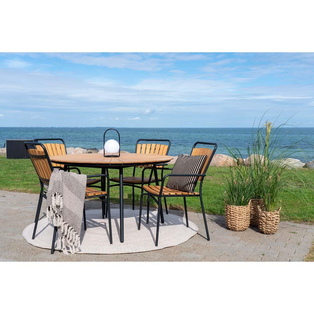 House Nordic Cleveland Eetkmaerstoel Zwart|Teak set van 4