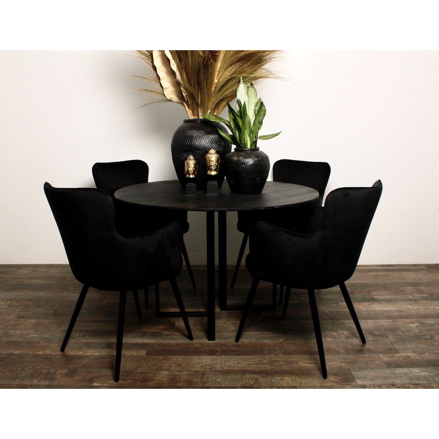 Pole to Pole Wing Eetkamerstoel - Velvet - Zwart - Set van 2
