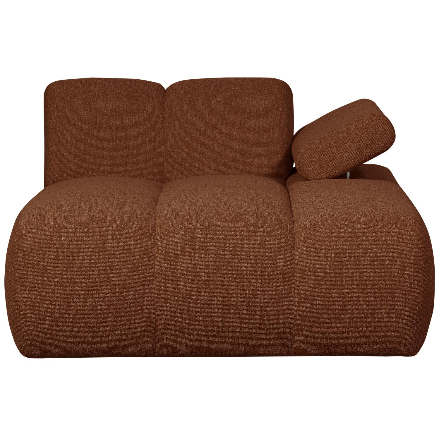 WOOOD Mojo Chaise Longue Elementenbank Rechts - Bouclé - Roest Bruin