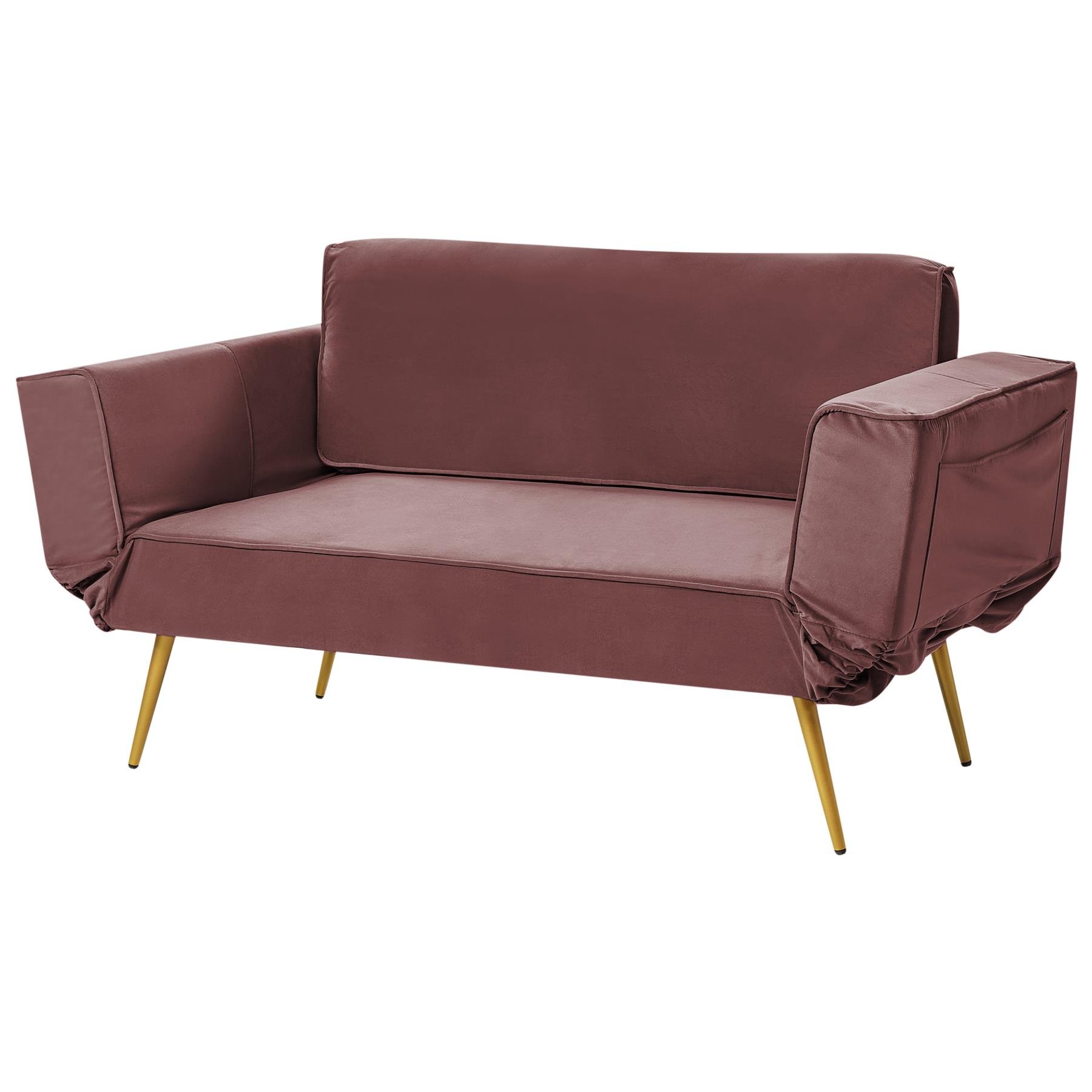 Beliani - SAARELA - Slaapbank - Roze - Fluweel