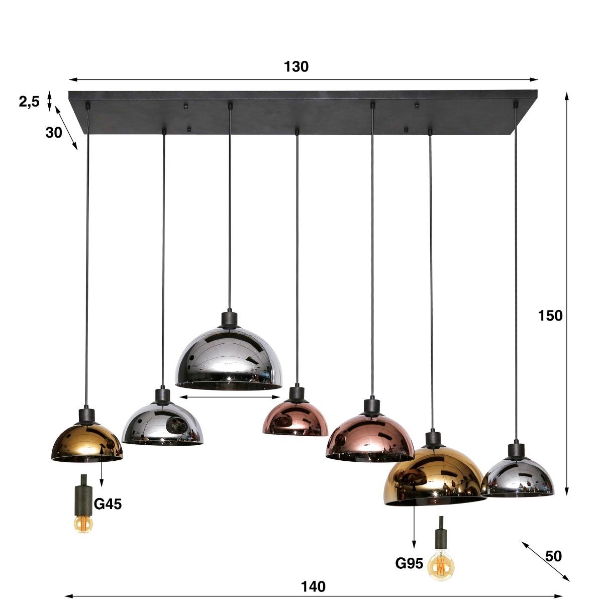 AnLi Style Hanglamp 4+3 disk glass tricolore