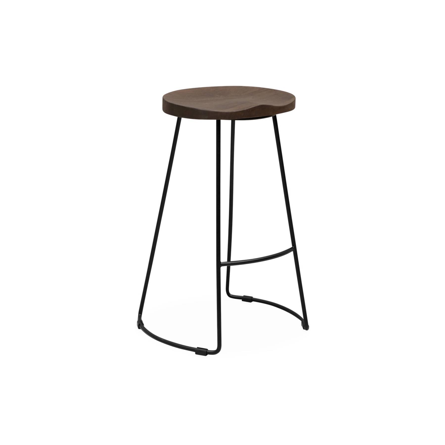 sweeek - Barkruk, mangohout en staal, voetsteun, 65cm (set van 4)