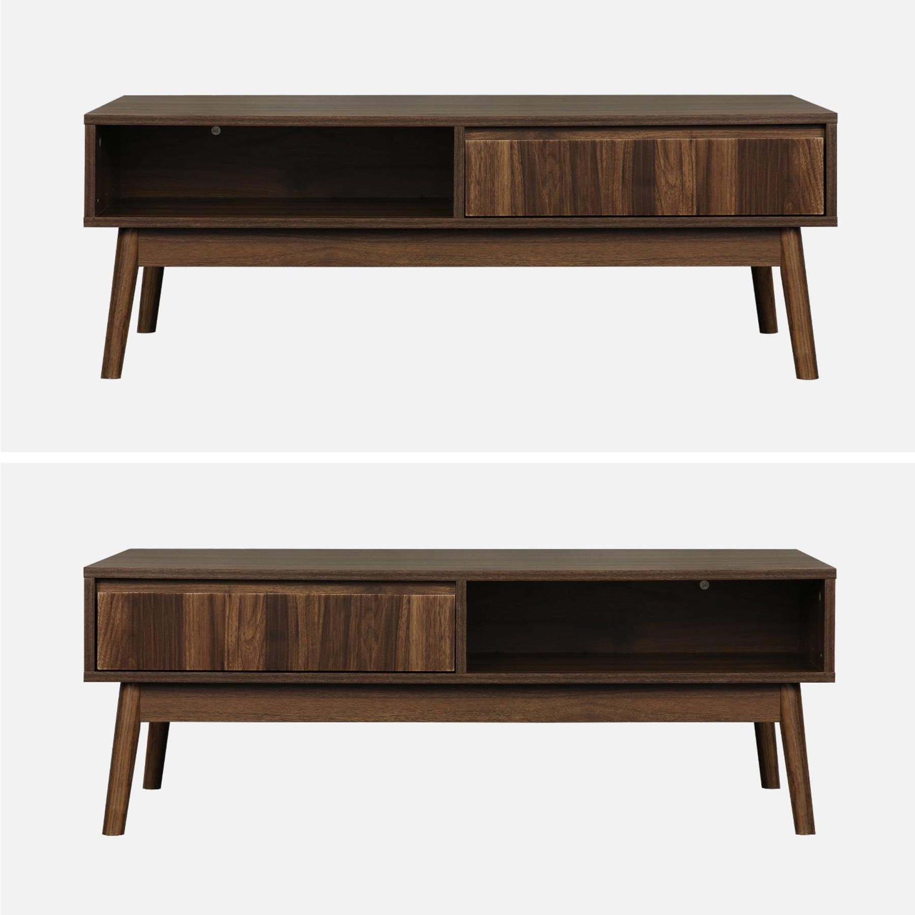 sweeek - Salontafel in walnootkleurig hout, linear, L 110 x B 59 x H