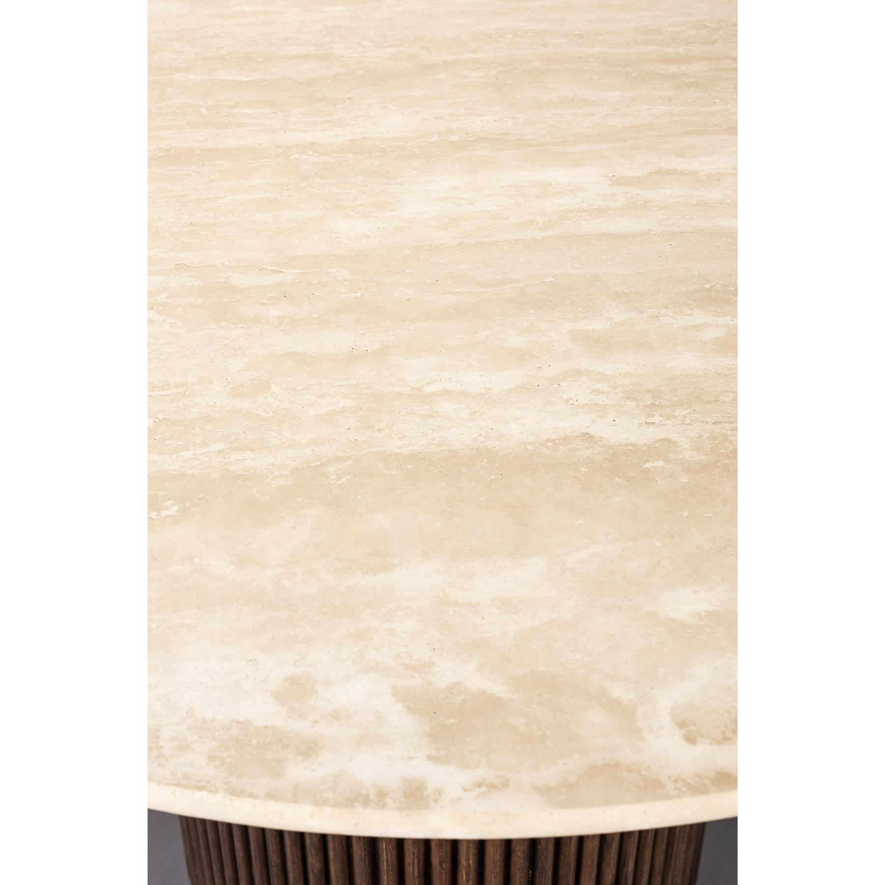 Dutchbone Arda Eettafel Rond 115 cm Travertin| Hout - Beige