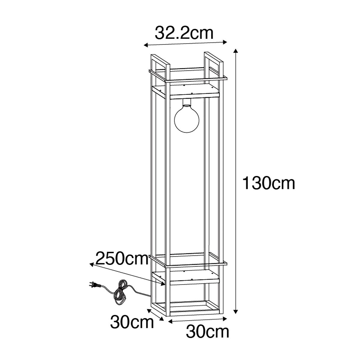 QAZQA Smart industriële vloerlamp zwart incl. Wifi G95 - Cage Rack