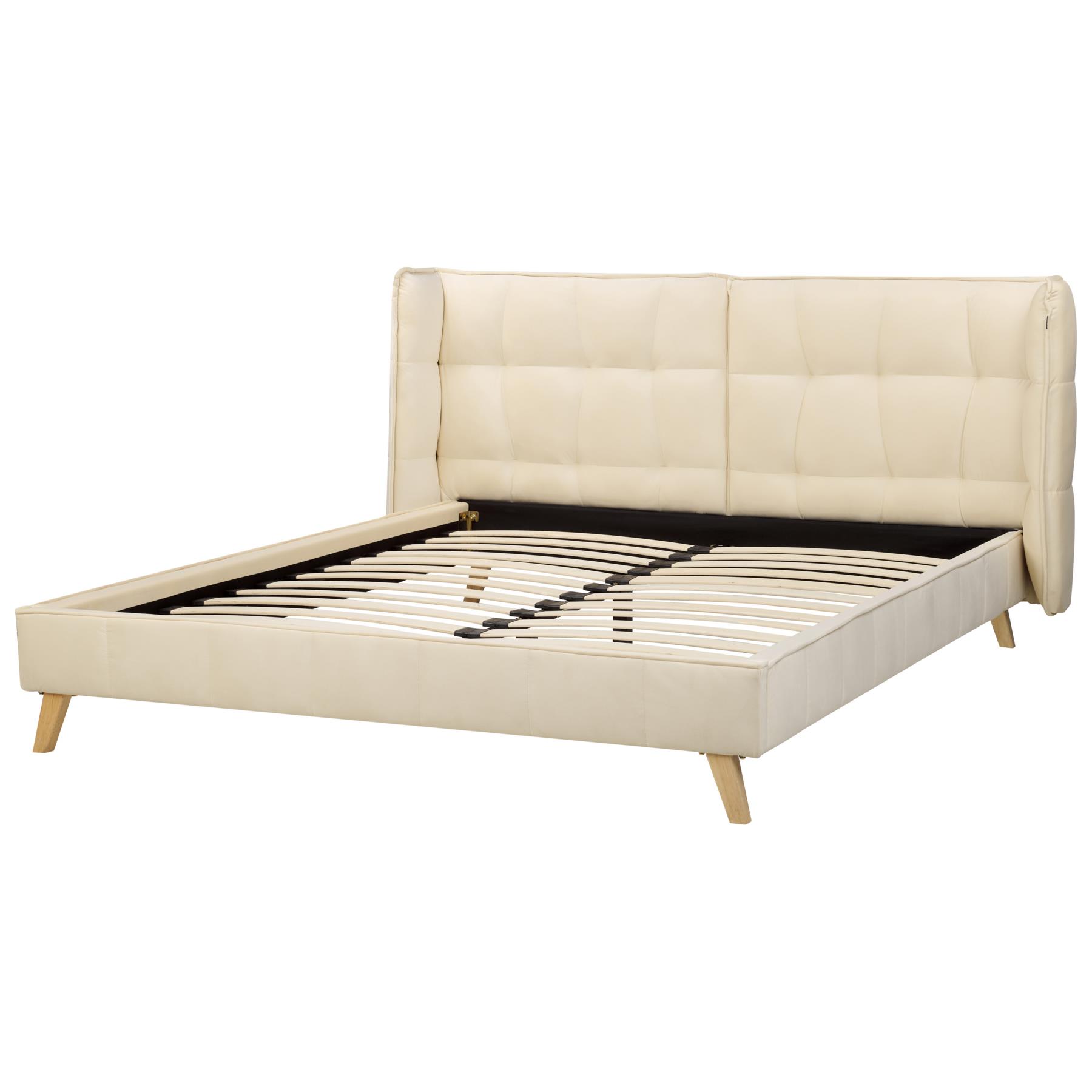 Beliani - SENLIS - Tweepersoonsbed - Beige - 160 x 200 cm - Fluweel