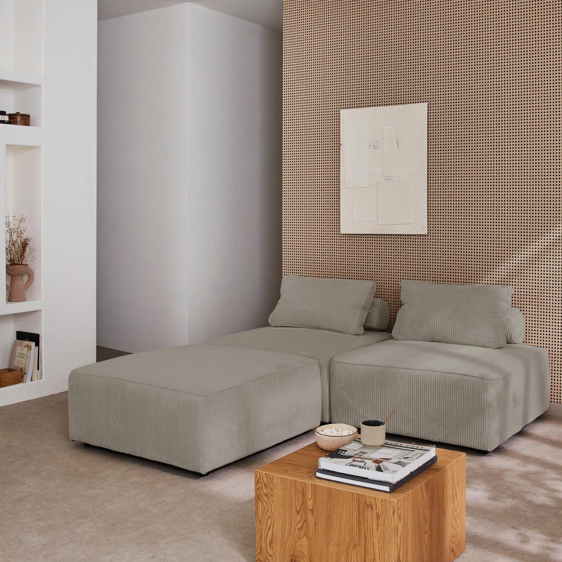 sweeek - Chaise voor modulaire bank in ribfluweel (set van 3)