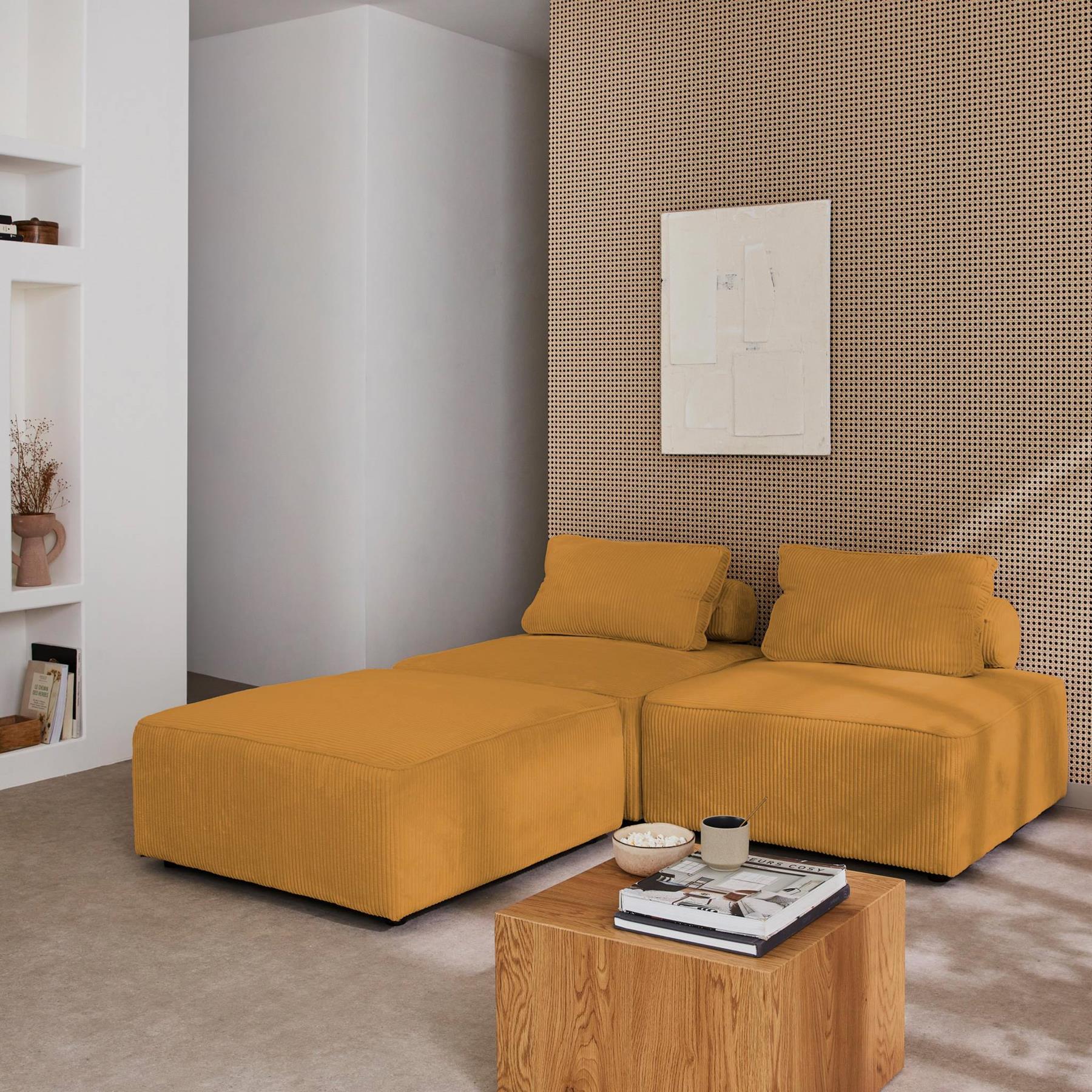sweeek - Chaise voor modulaire bank in ribfluweel (set van 3)