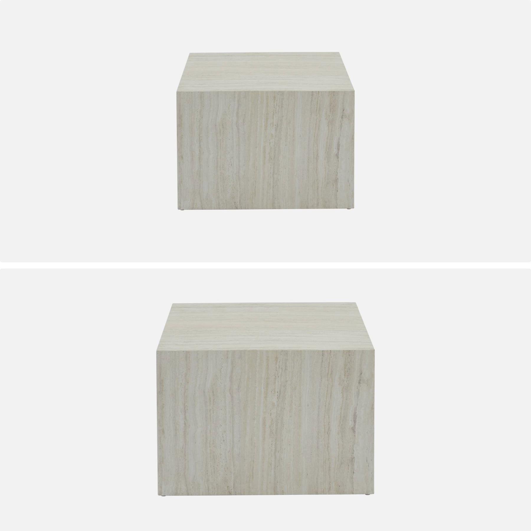 sweeek - Set van 2 vierkante salontafels met marmereffect