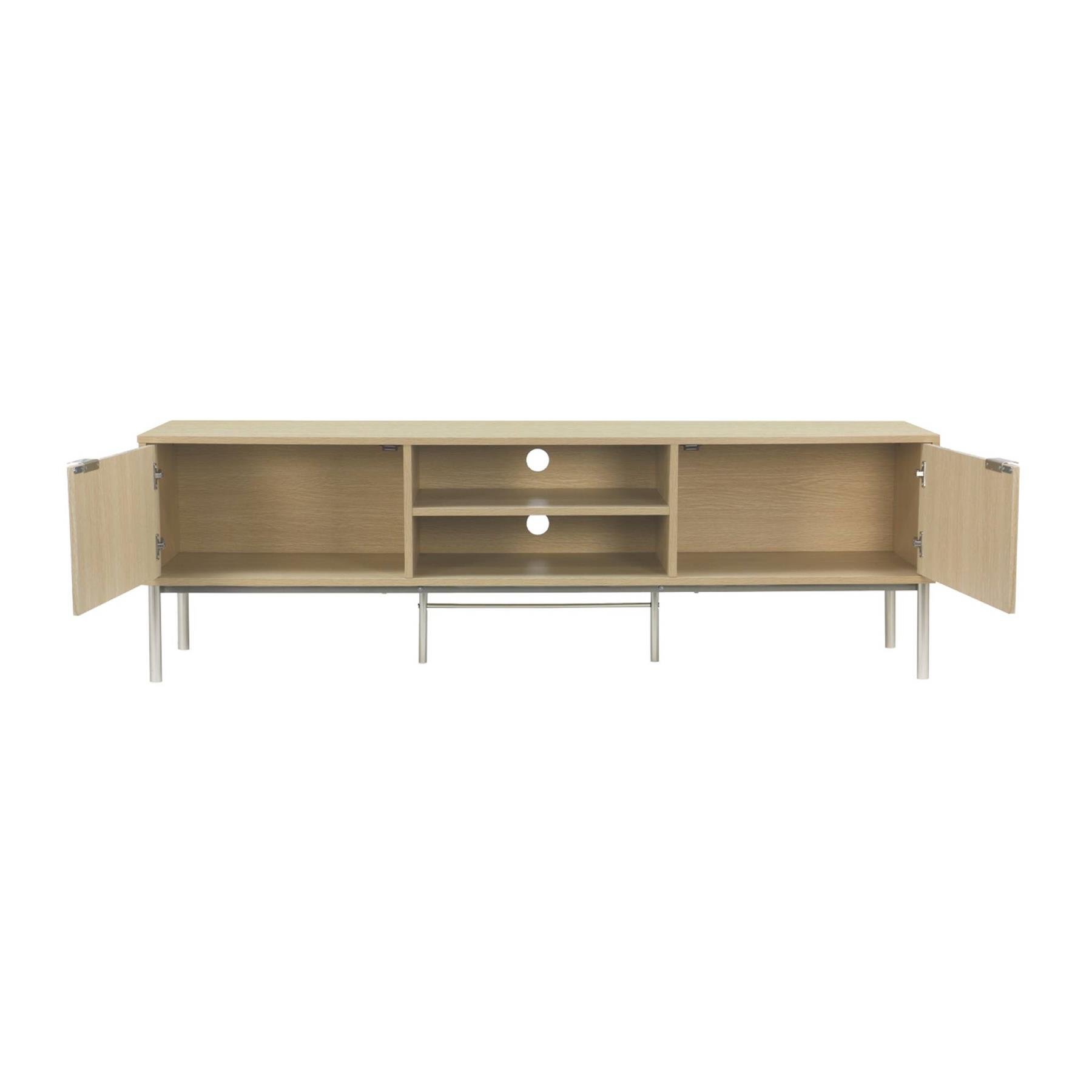 sweeek - TV-meubel van gegroefd hout en metaal, 2 deuren, 160cm