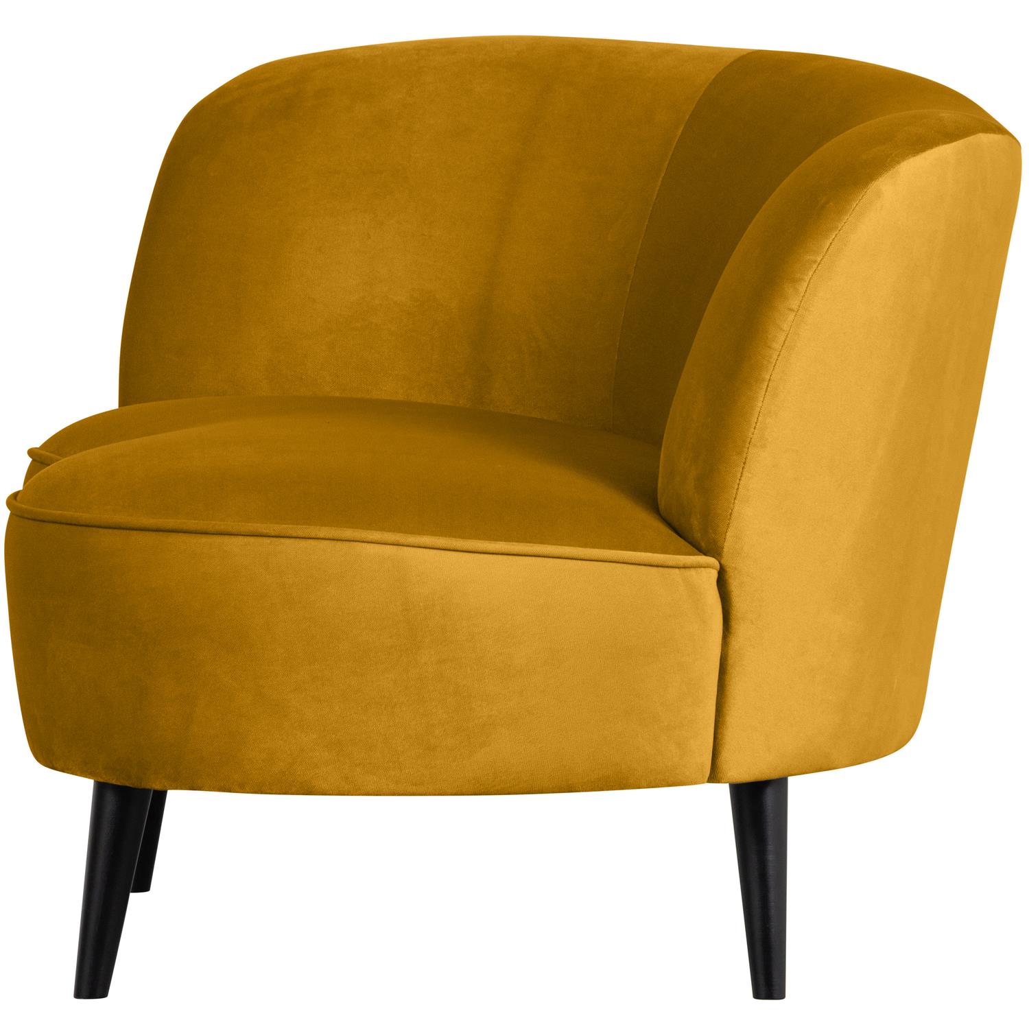 WOOOD Sara Loungefauteuil Links - Velvet - Oker - 71x112x81