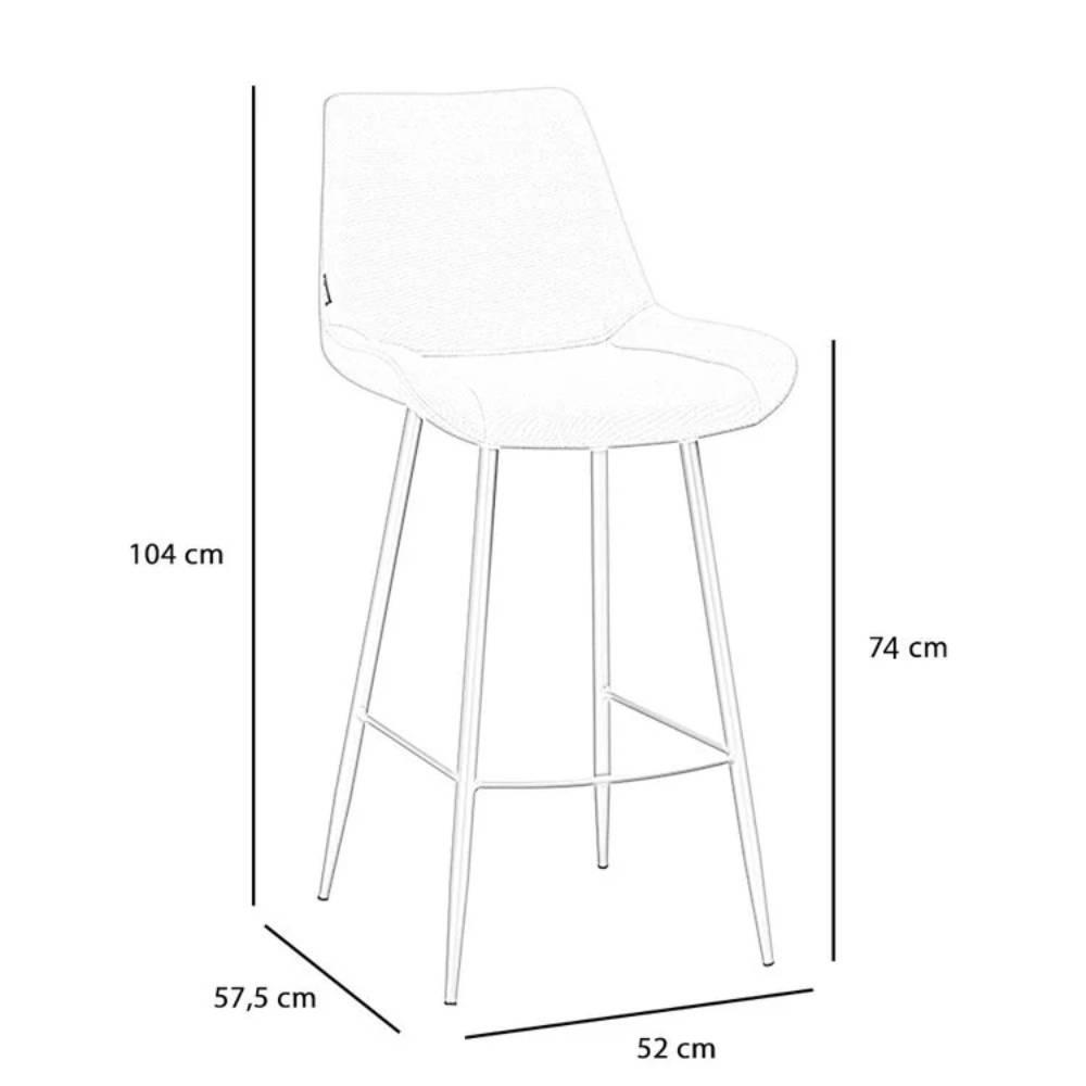 Bronx71 Scandinavische barkruk Maud gerecyclede stof taupe 74 cm
