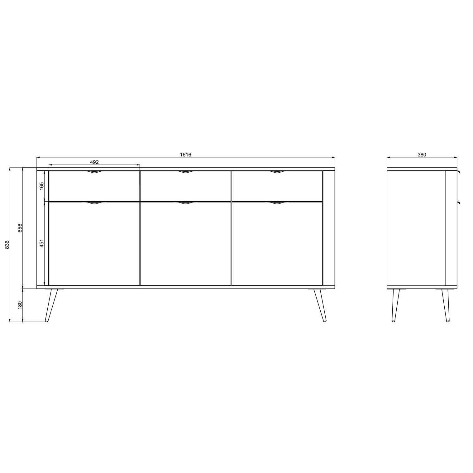 NADUVI Collection Dressoir Olivia 3 deurs 3 lades