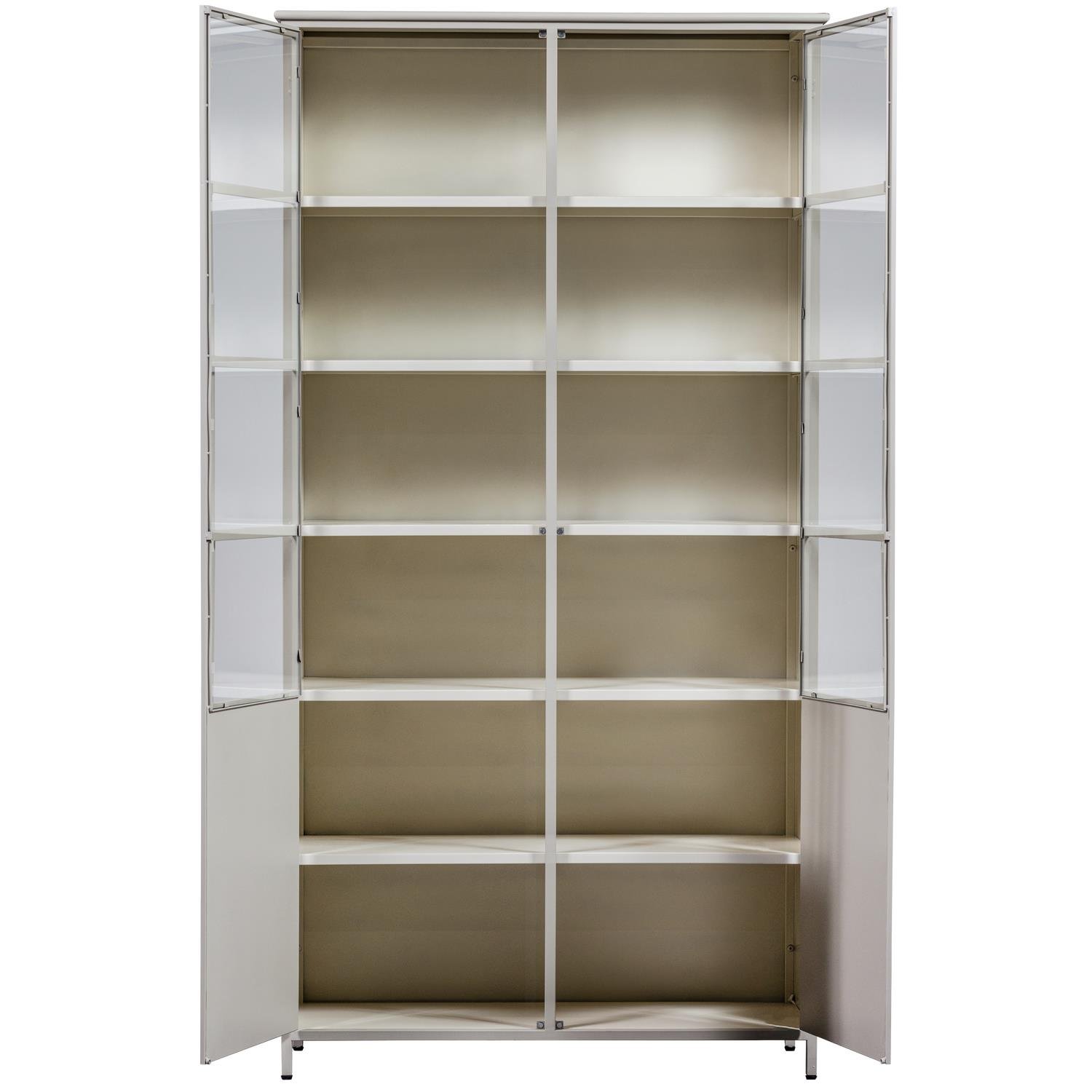 WOOOD 2-deurs vitrinekast XL Exhibit - Metaal - Zand - 200x99x44 cm