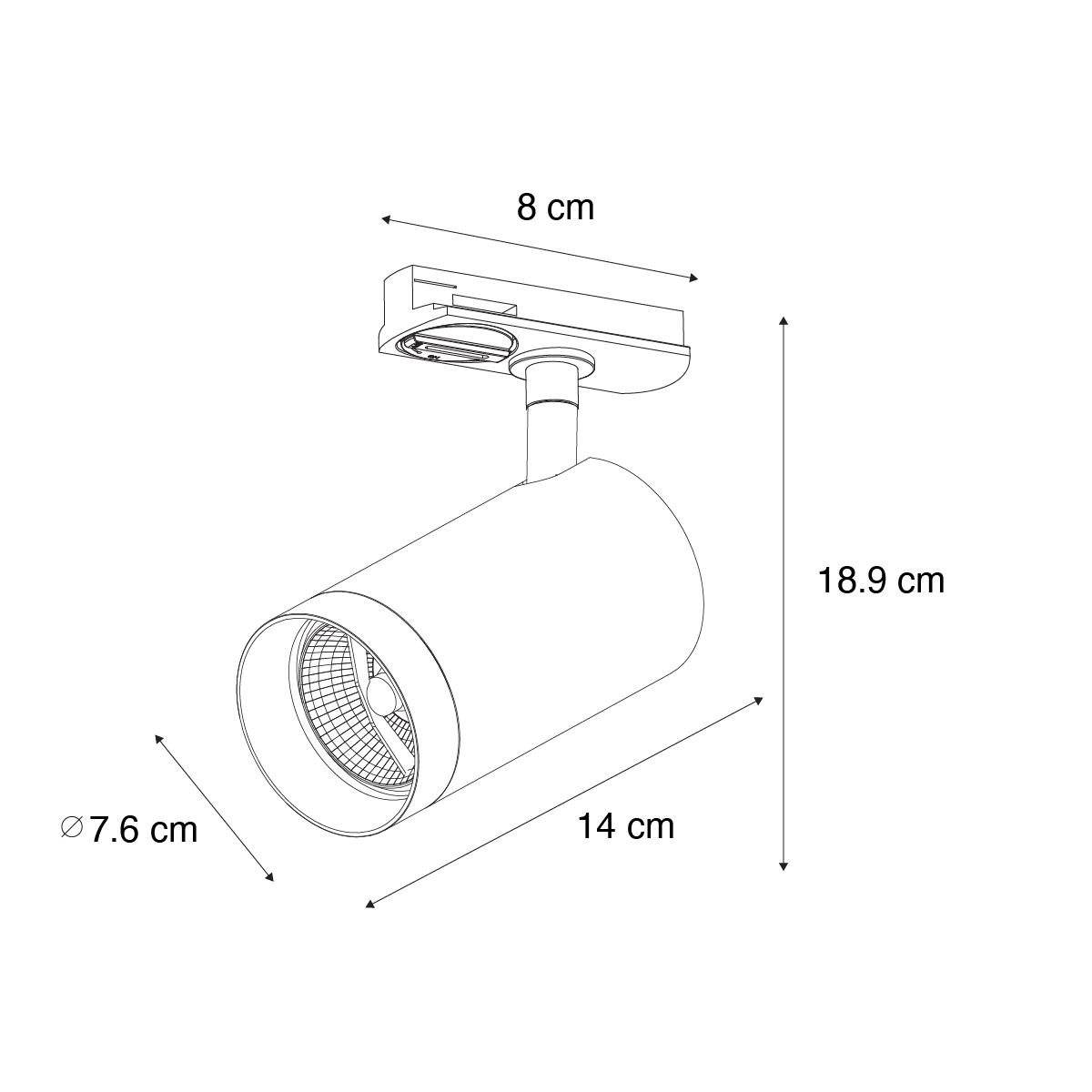 QAZQA Moderne spot wit voor railsysteem 1-fase 70mm - Iconic Jeana