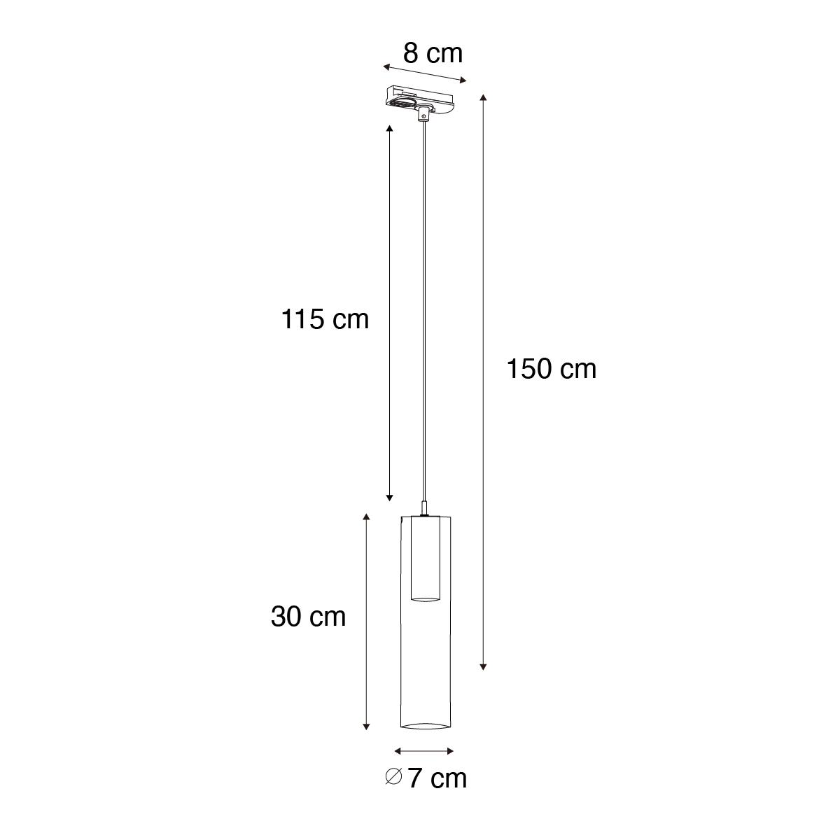 QAZQA Moderne hanglamp gunmetal voor railsysteem 1-fase - Iconic